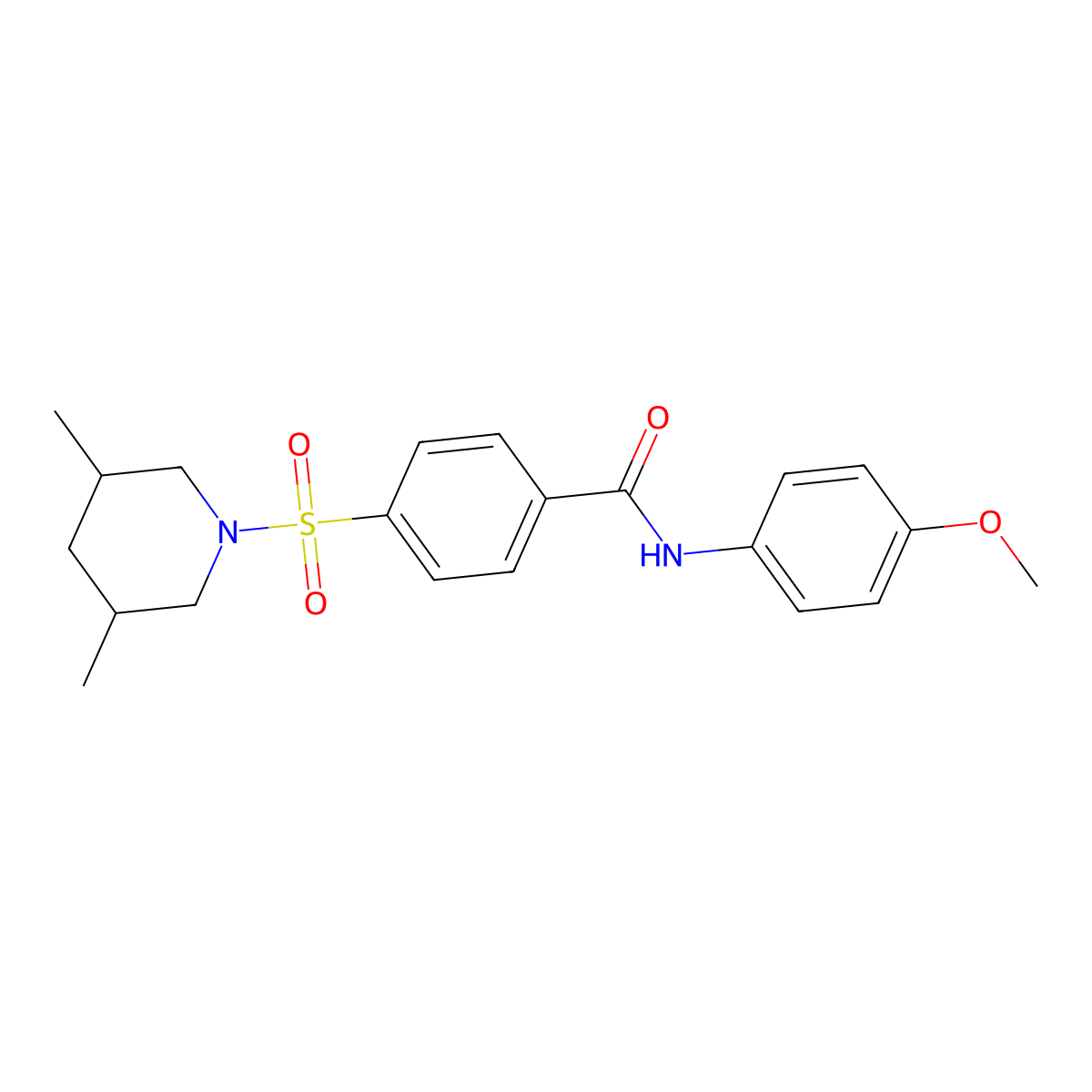 4-[(3,5-dimethylpiperidin-1-yl)sulfonyl]-N-(4-methoxyphenyl)benzamide molecular structure, CAS 392324-03-7