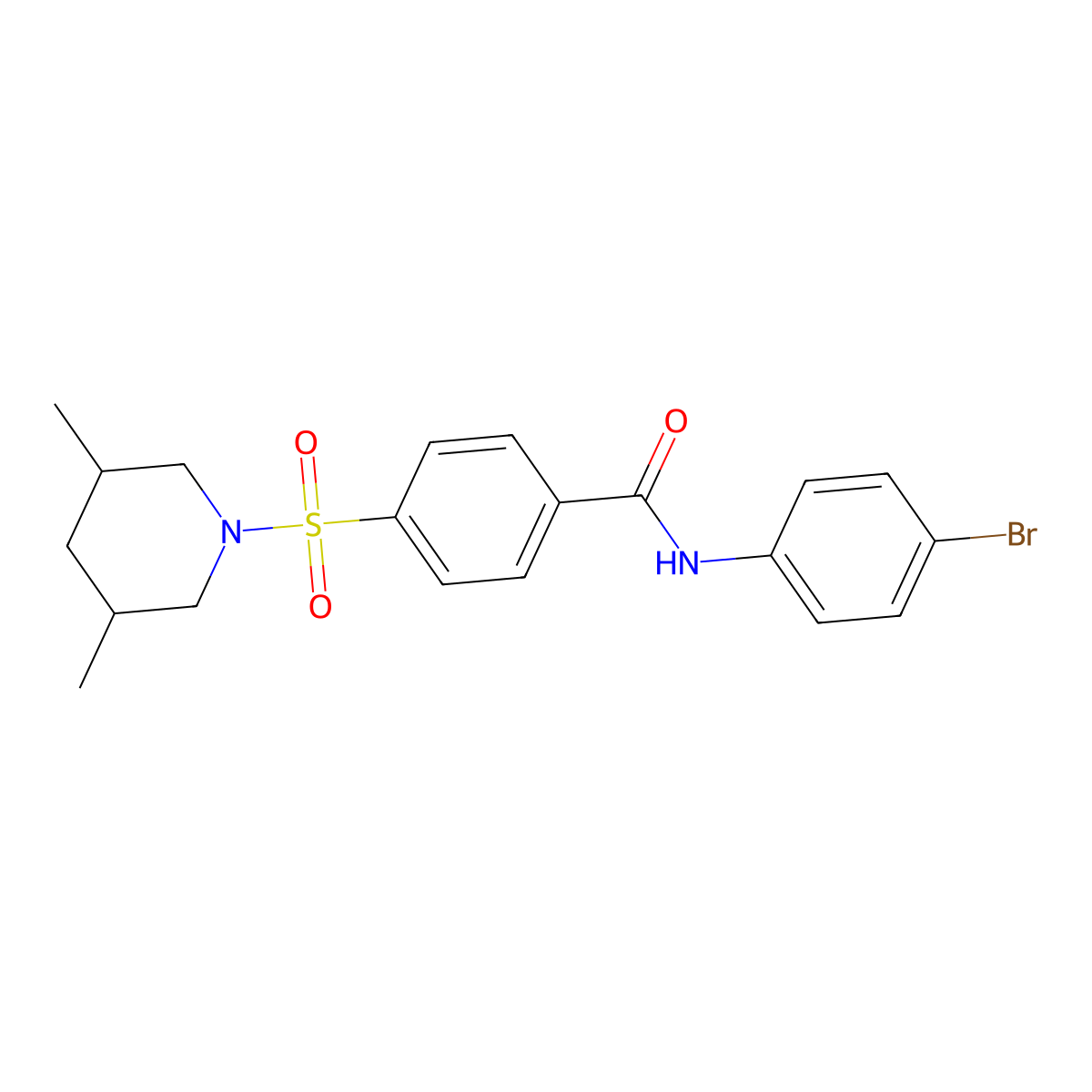 N-(4-bromophenyl)-4-[(3,5-dimethylpiperidin-1-yl)sulfonyl]benzamide molecular structure, CAS 392324-07-1
