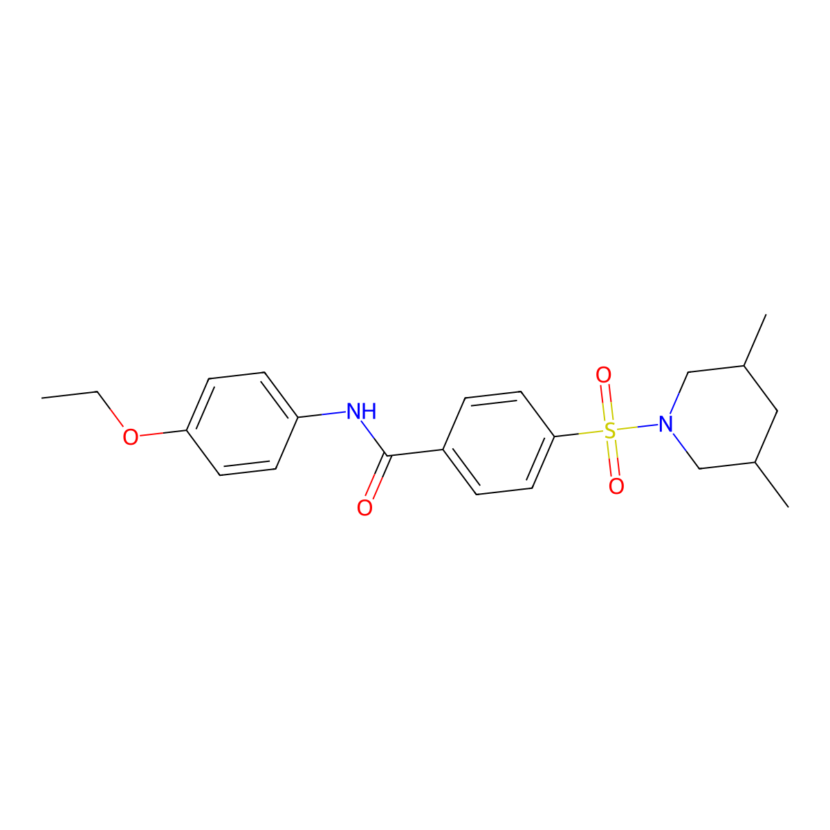 4-(3,5-dimethylpiperidin-1-yl)sulfonyl-N-(4-ethoxyphenyl)benzamide molecular structure, CAS 392324-11-7