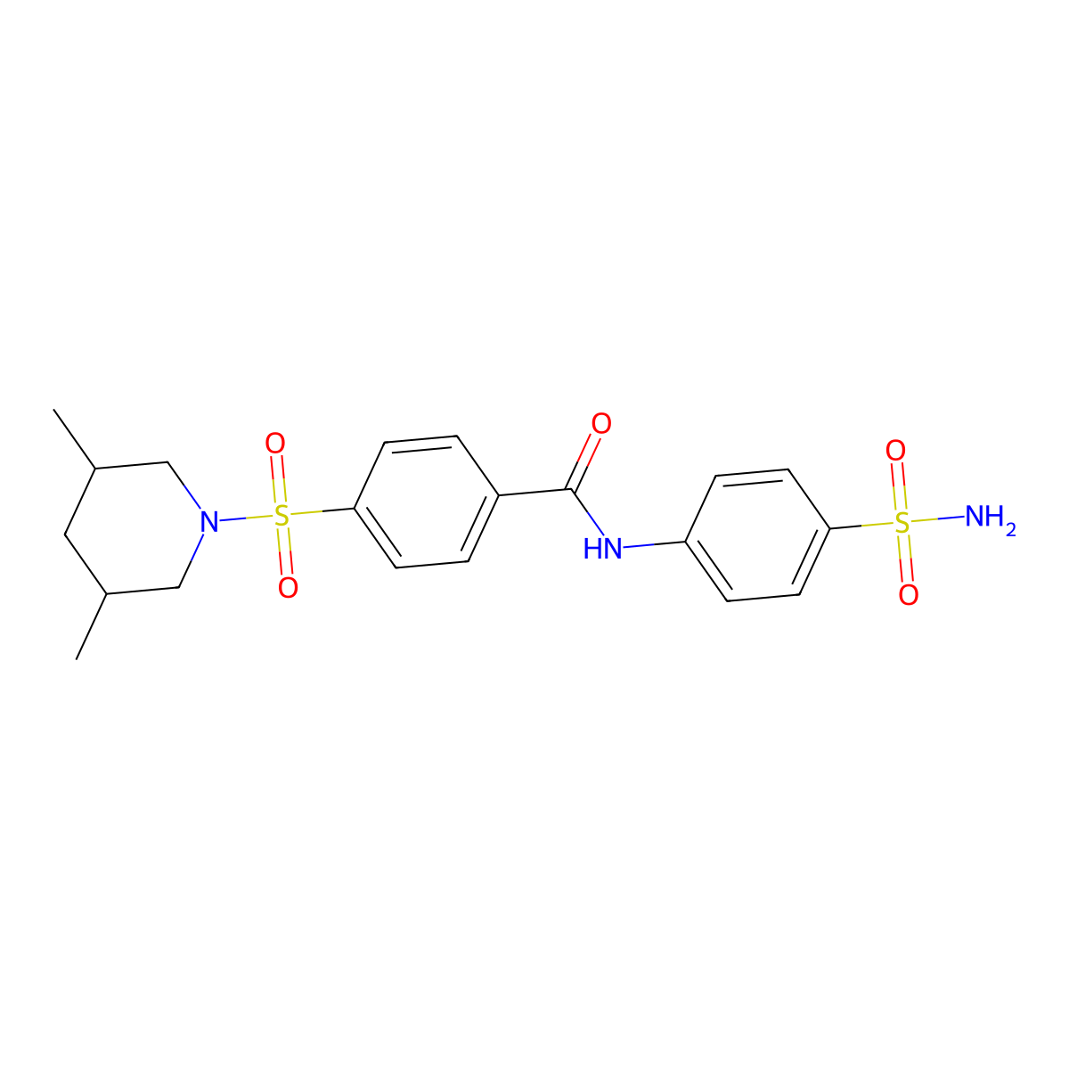 4-[(3,5-dimethylpiperidin-1-yl)sulfonyl]-N-(4-sulfamoylphenyl)benzamide molecular structure, CAS 392324-13-9