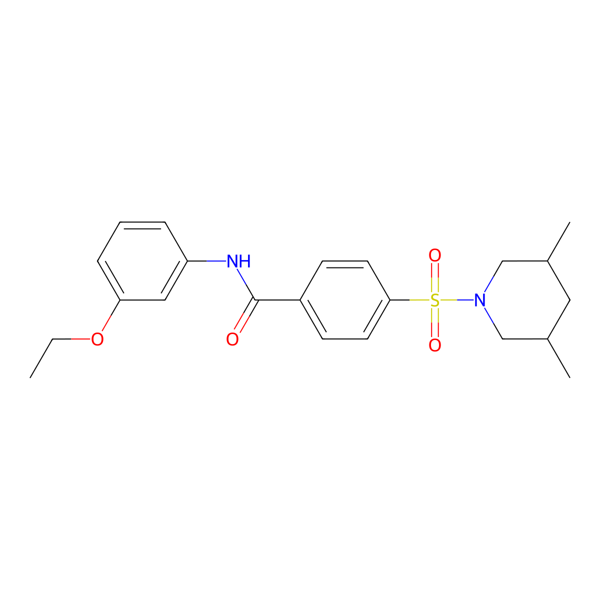 4-((3,5-dimethylpiperidin-1-yl)sulfonyl)-N-(3-ethoxyphenyl)benzamide molecular structure, CAS 392324-15-1