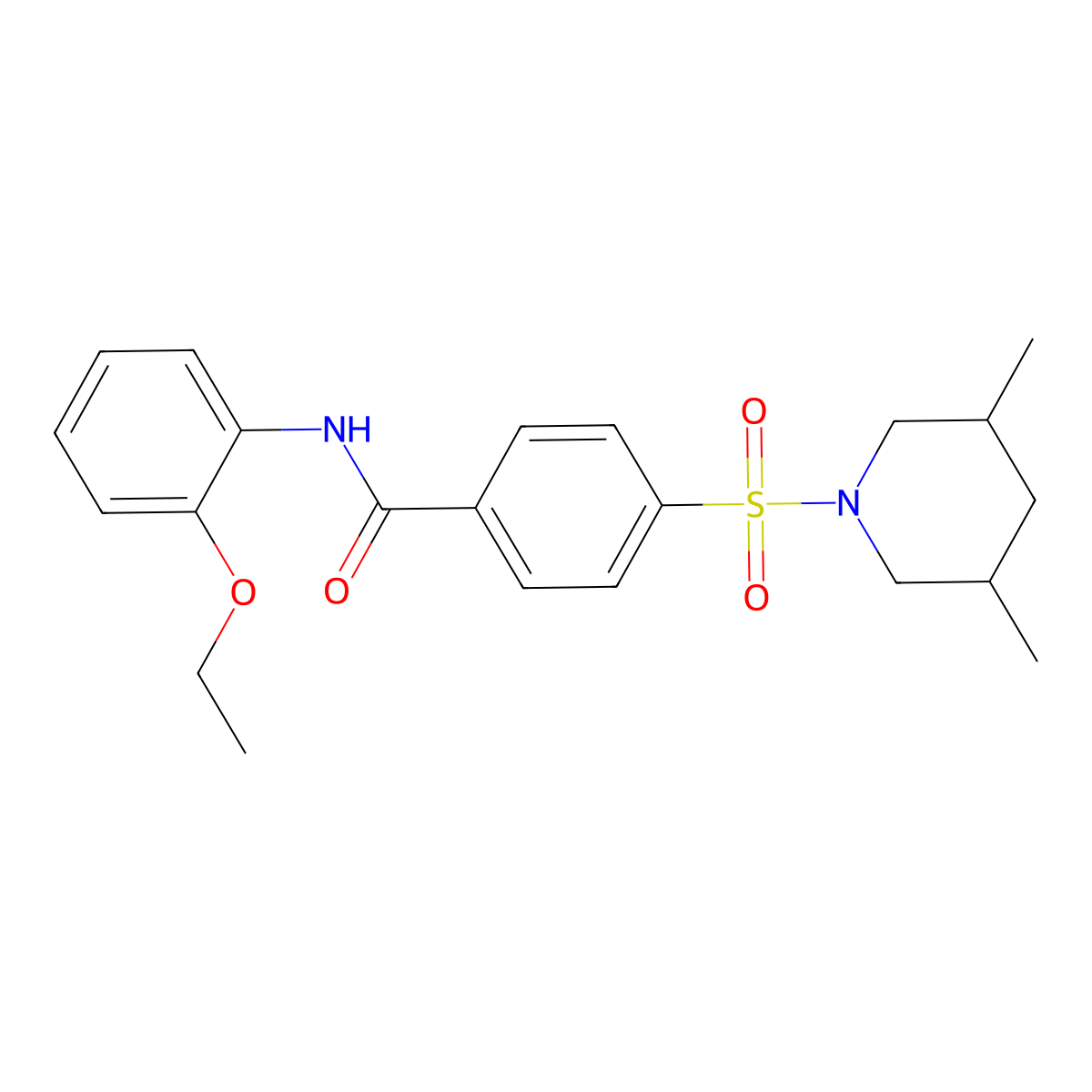 4-[(3,5-dimethylpiperidin-1-yl)sulfonyl]-N-(2-ethoxyphenyl)benzamide molecular structure, CAS 392324-17-3