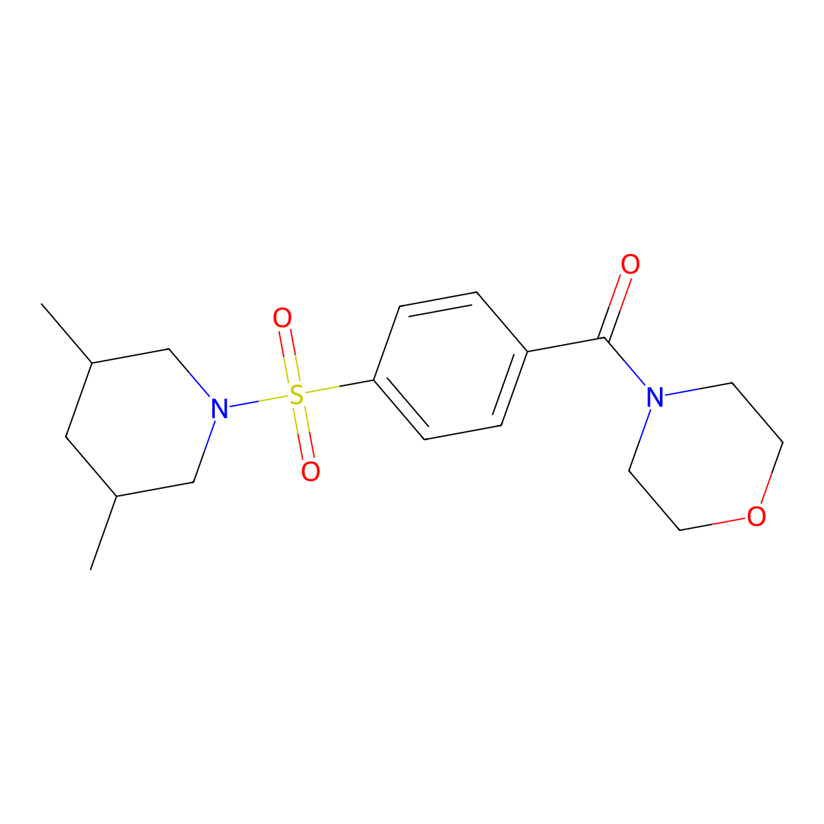 (4-((3,5-Dimethylpiperidin-1-yl)sulfonyl)phenyl)(morpholino)methanone molecular structure, CAS 392324-19-5