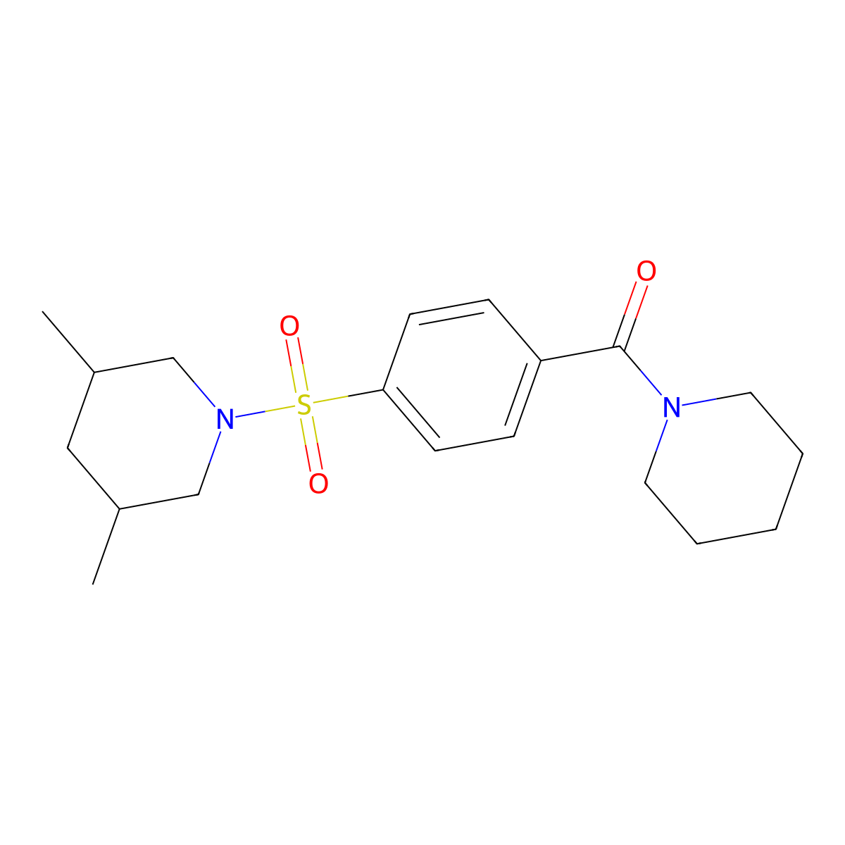 (4-((3,5-Dimethylpiperidin-1-yl)sulfonyl)phenyl)(piperidin-1-yl)methanone molecular structure, CAS 392324-21-9