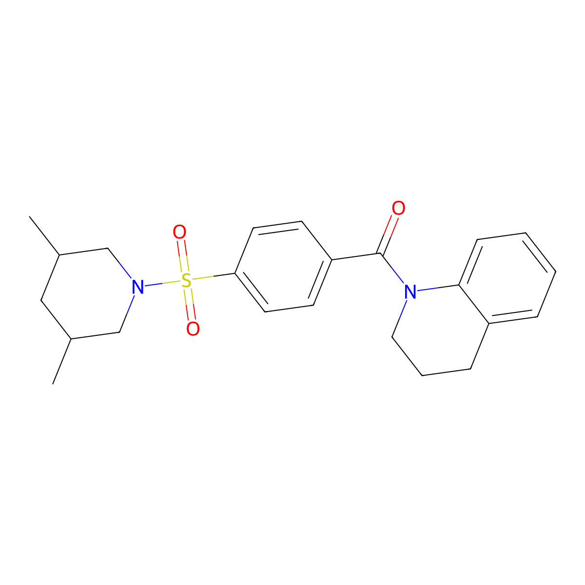 (3,4-dihydroquinolin-1(2H)-yl)(4-((3,5-dimethylpiperidin-1-yl)sulfonyl)phenyl)methanone molecular structure, CAS 392324-23-1