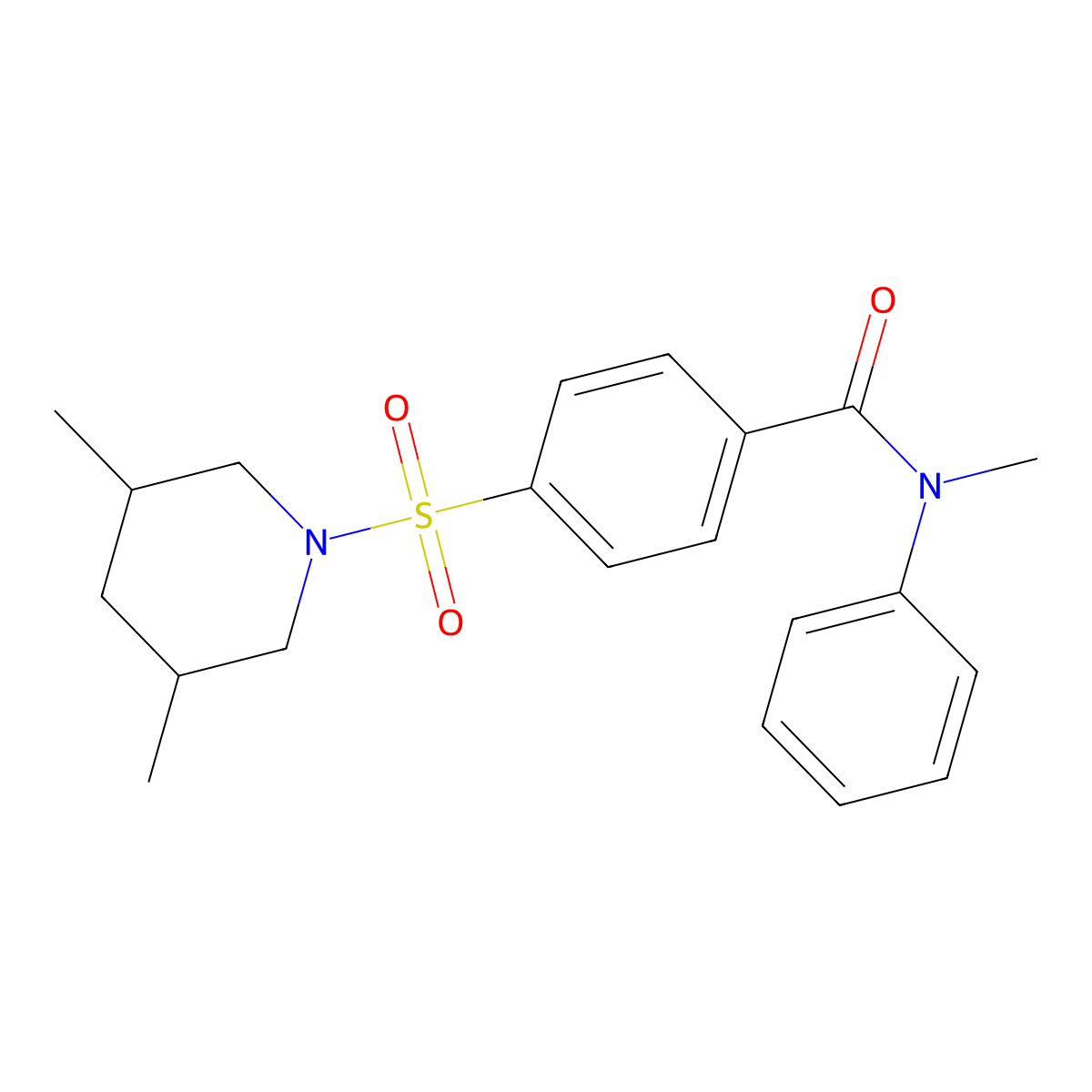 4-(3,5-dimethylpiperidin-1-yl)sulfonyl-N-methyl-N-phenylbenzamide molecular structure, CAS 392324-25-3