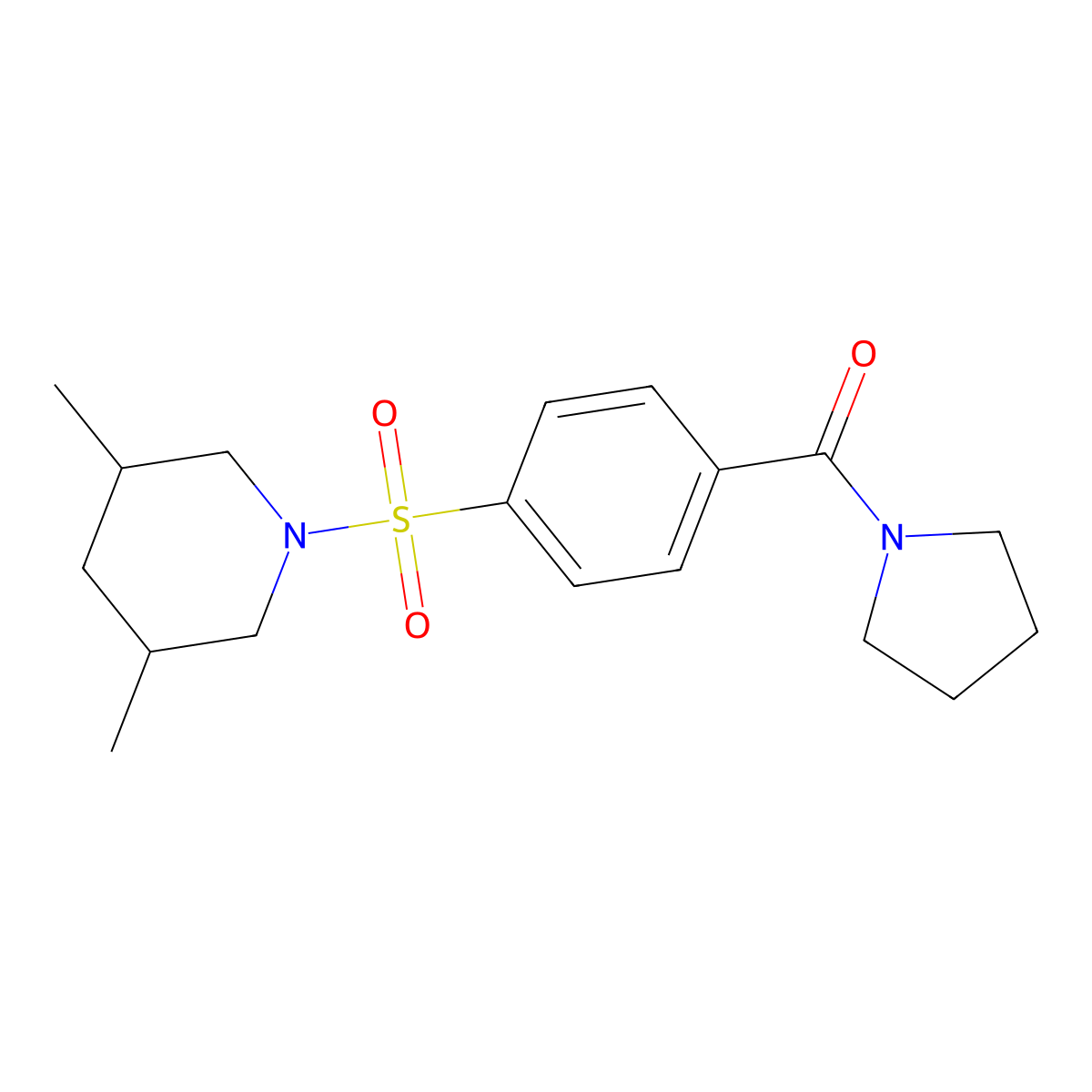 (4-((3,5-Dimethylpiperidin-1-yl)sulfonyl)phenyl)(pyrrolidin-1-yl)methanone molecular structure, CAS 392324-27-5