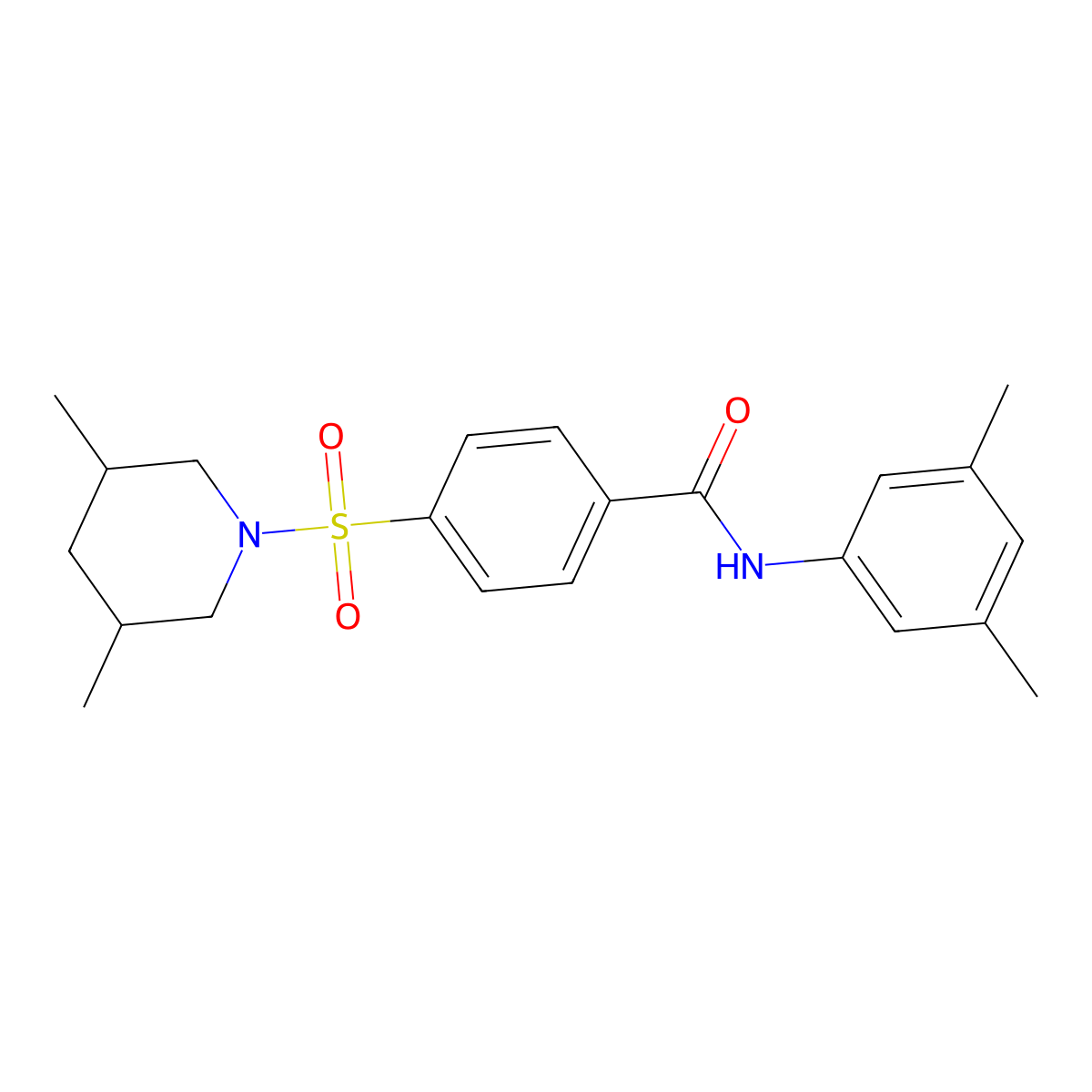 N-(3,5-dimethylphenyl)-4-[(3,5-dimethylpiperidin-1-yl)sulfonyl]benzamide molecular structure, CAS 392324-31-1