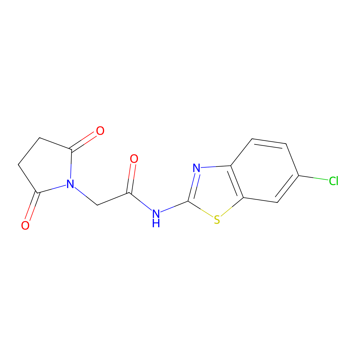 N-(6-chloro-1,3-benzothiazol-2-yl)-2-(2,5-dioxopyrrolidin-1-yl)acetamide molecular structure, CAS 392324-48-0