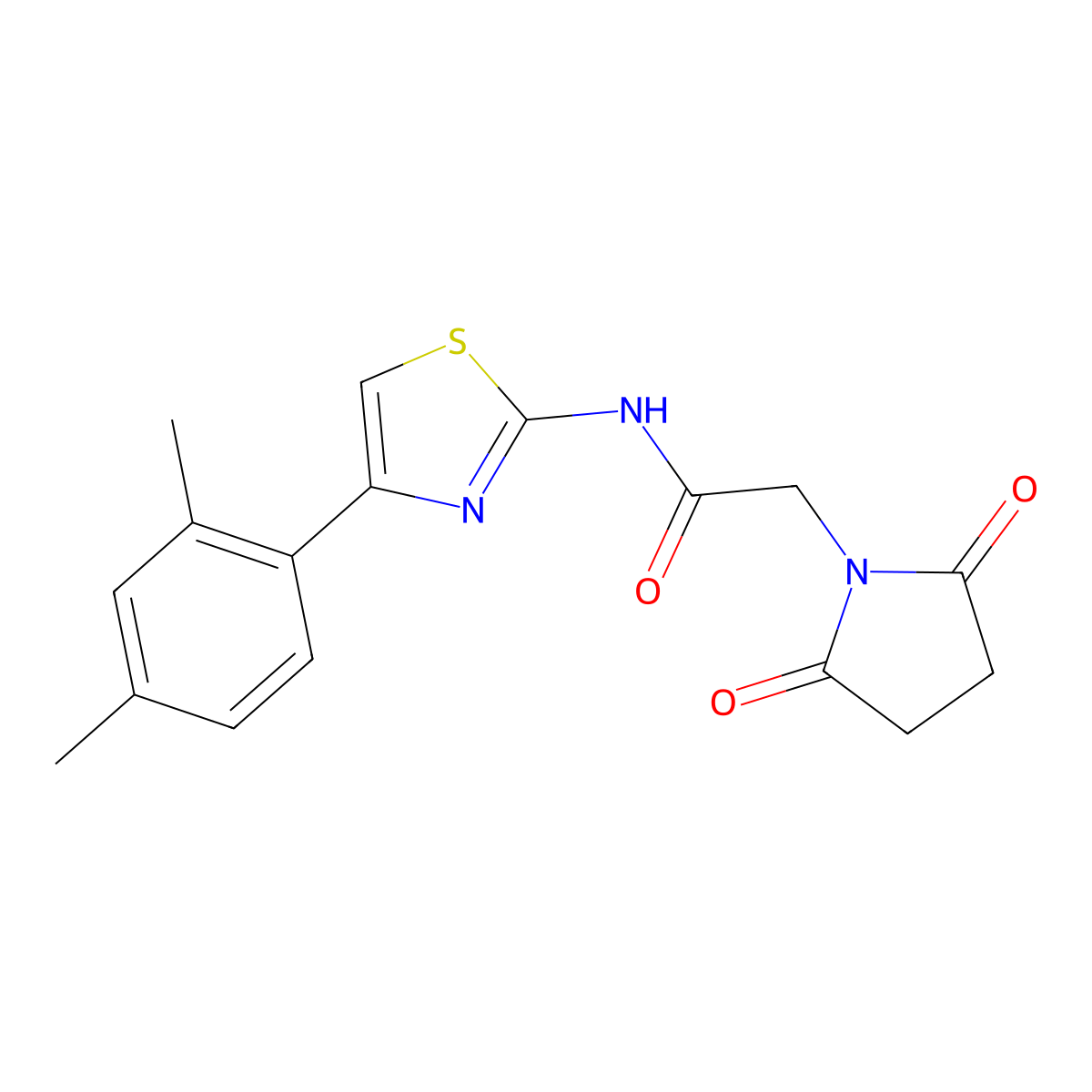 N-[4-(2,4-dimethylphenyl)-1,3-thiazol-2-yl]-2-(2,5-dioxopyrrolidin-1-yl)acetamide molecular structure, CAS 392324-57-1