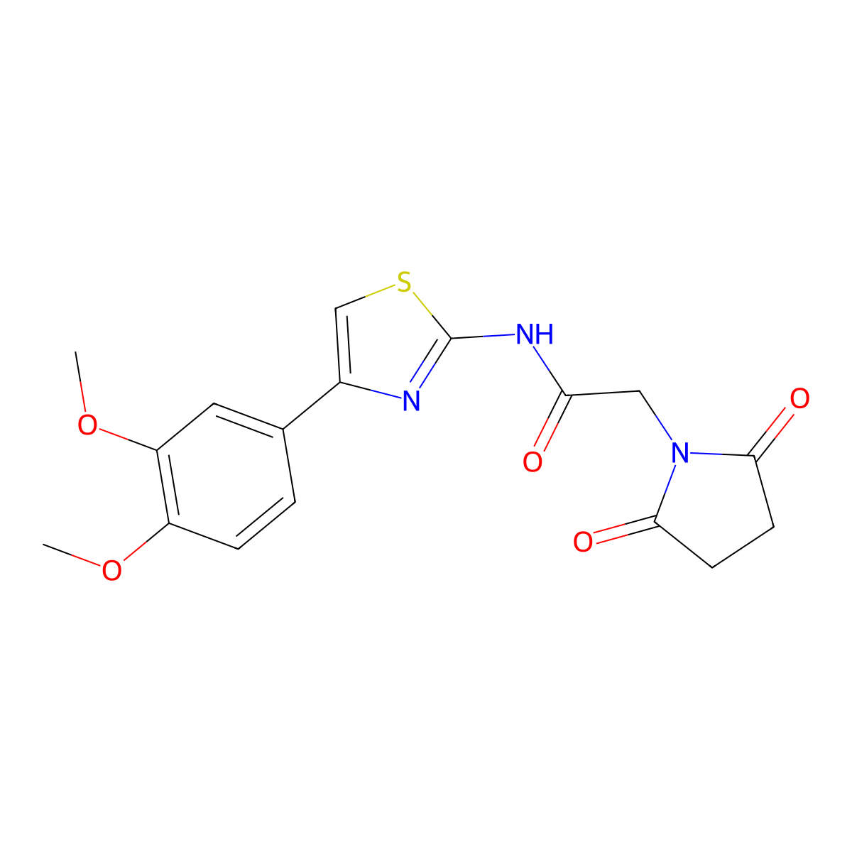 N-[4-(3,4-dimethoxyphenyl)-1,3-thiazol-2-yl]-2-(2,5-dioxopyrrolidin-1-yl)acetamide molecular structure, CAS 392324-62-8