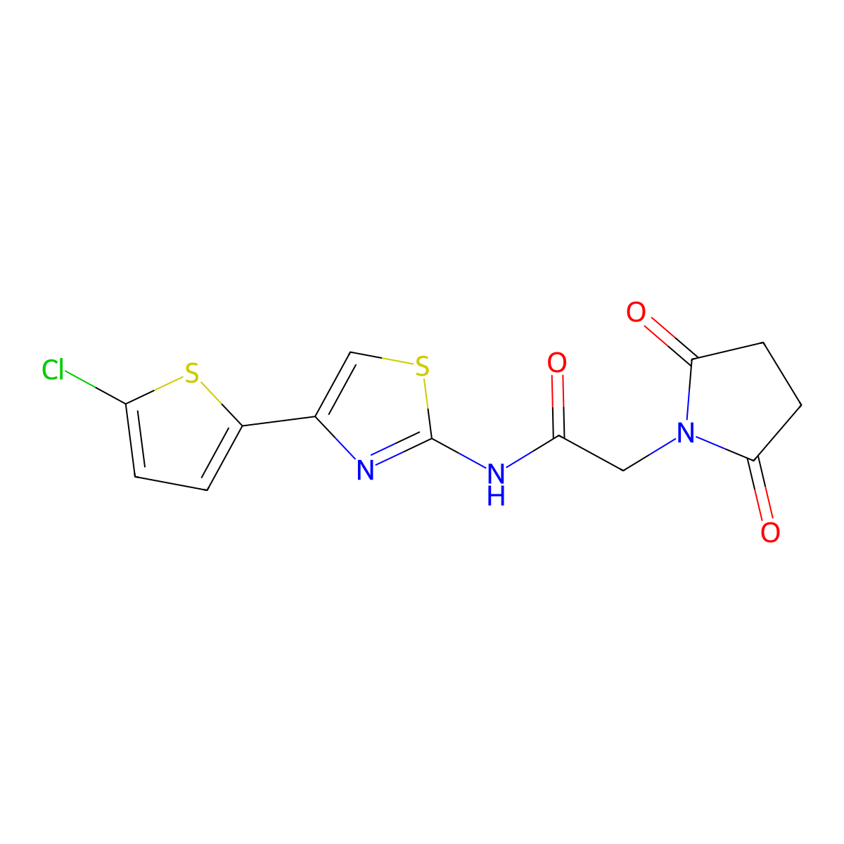 N-[4-(5-chlorothiophen-2-yl)-1,3-thiazol-2-yl]-2-(2,5-dioxopyrrolidin-1-yl)acetamide molecular structure, CAS 392324-77-5