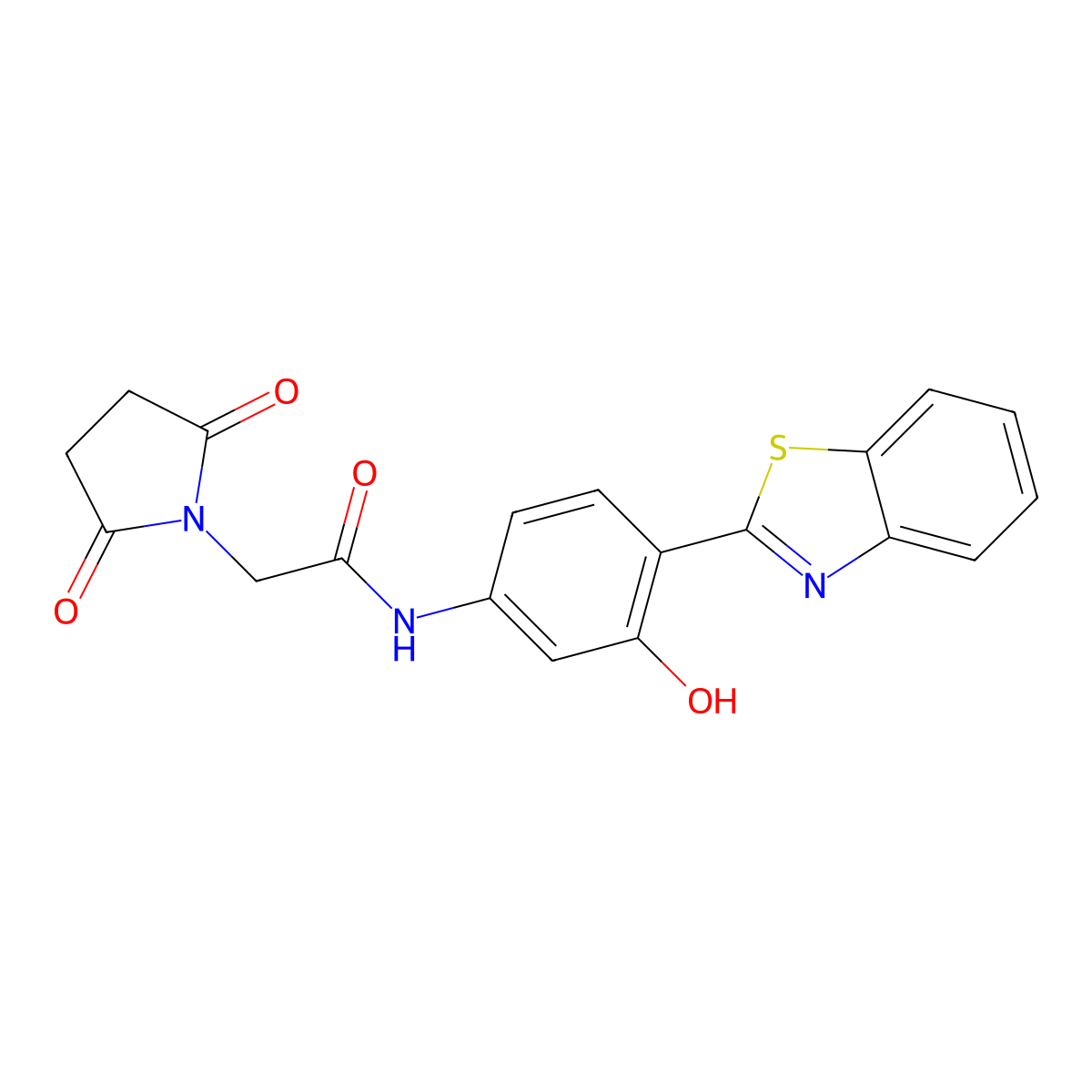 N-(4-(benzo[d]thiazol-2-yl)-3-hydroxyphenyl)-2-(2,5-dioxopyrrolidin-1-yl)acetamide molecular structure, CAS 392324-86-6