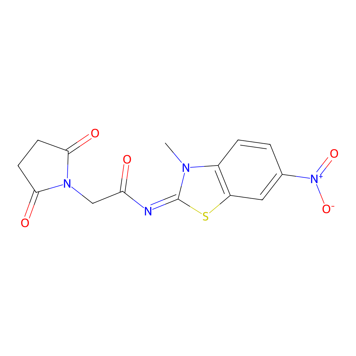 (E)-2-(2,5-dioxopyrrolidin-1-yl)-N-(3-methyl-6-nitrobenzo[d]thiazol-2(3H)-ylidene)acetamide molecular structure, CAS 392324-88-8