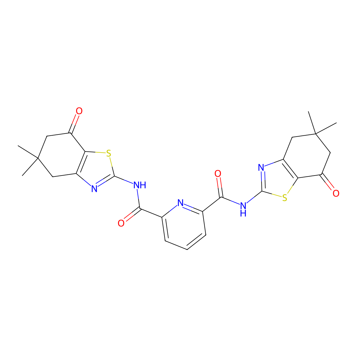 N2,N6-bis(5,5-dimethyl-7-oxo-4,5,6,7-tetrahydrobenzo[d]thiazol-2-yl)pyridine-2,6-dicarboxamide molecular structure, CAS 392325-12-1