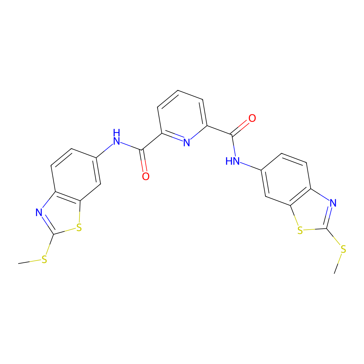 N2,N6-bis(2-(methylthio)benzo[d]thiazol-6-yl)pyridine-2,6-dicarboxamide molecular structure, CAS 392325-14-3