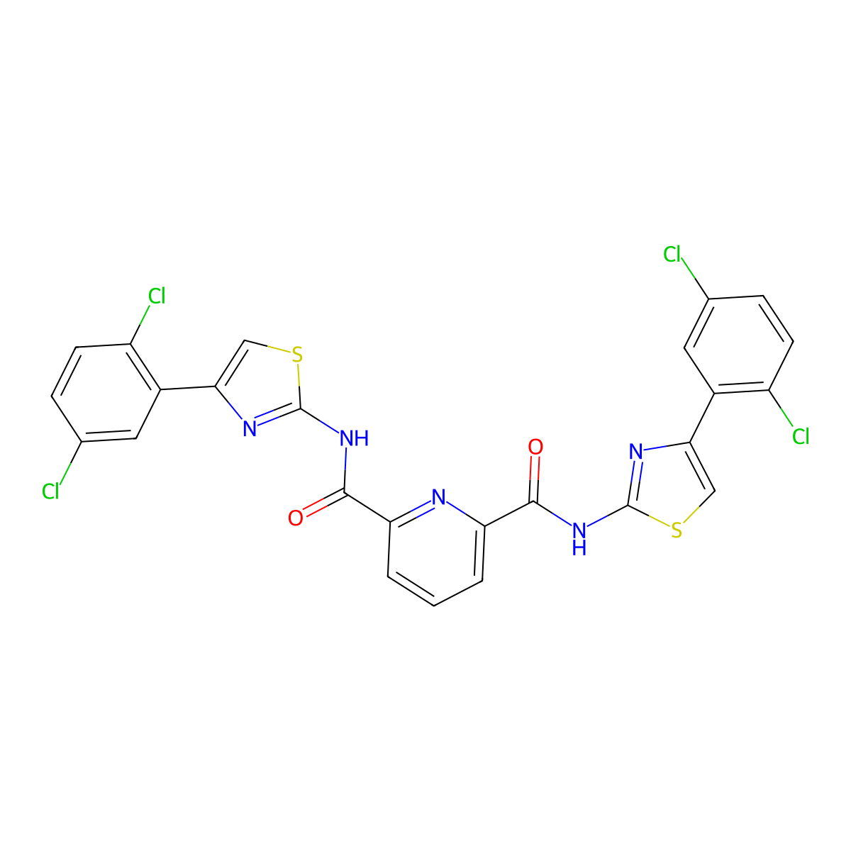 N2,N6-bis(4-(2,5-dichlorophenyl)thiazol-2-yl)pyridine-2,6-dicarboxamide molecular structure, CAS 392325-18-7