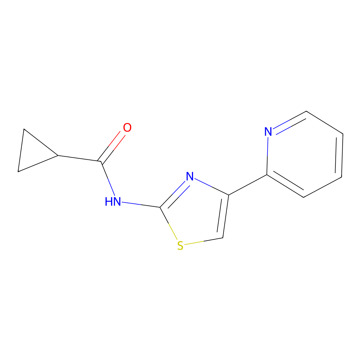 N-(4-pyridin-2-yl-1,3-thiazol-2-yl)cyclopropanecarboxamide molecular structure, CAS 392326-14-6