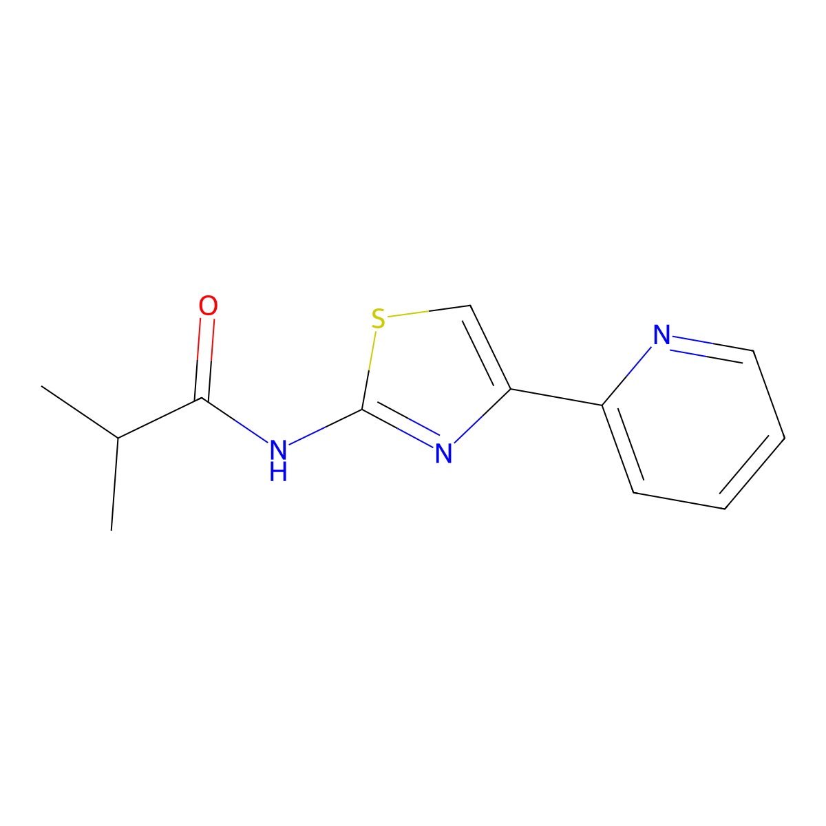2-methyl-N-(4-pyridin-2-yl-1,3-thiazol-2-yl)propanamide molecular structure, CAS 392326-18-0