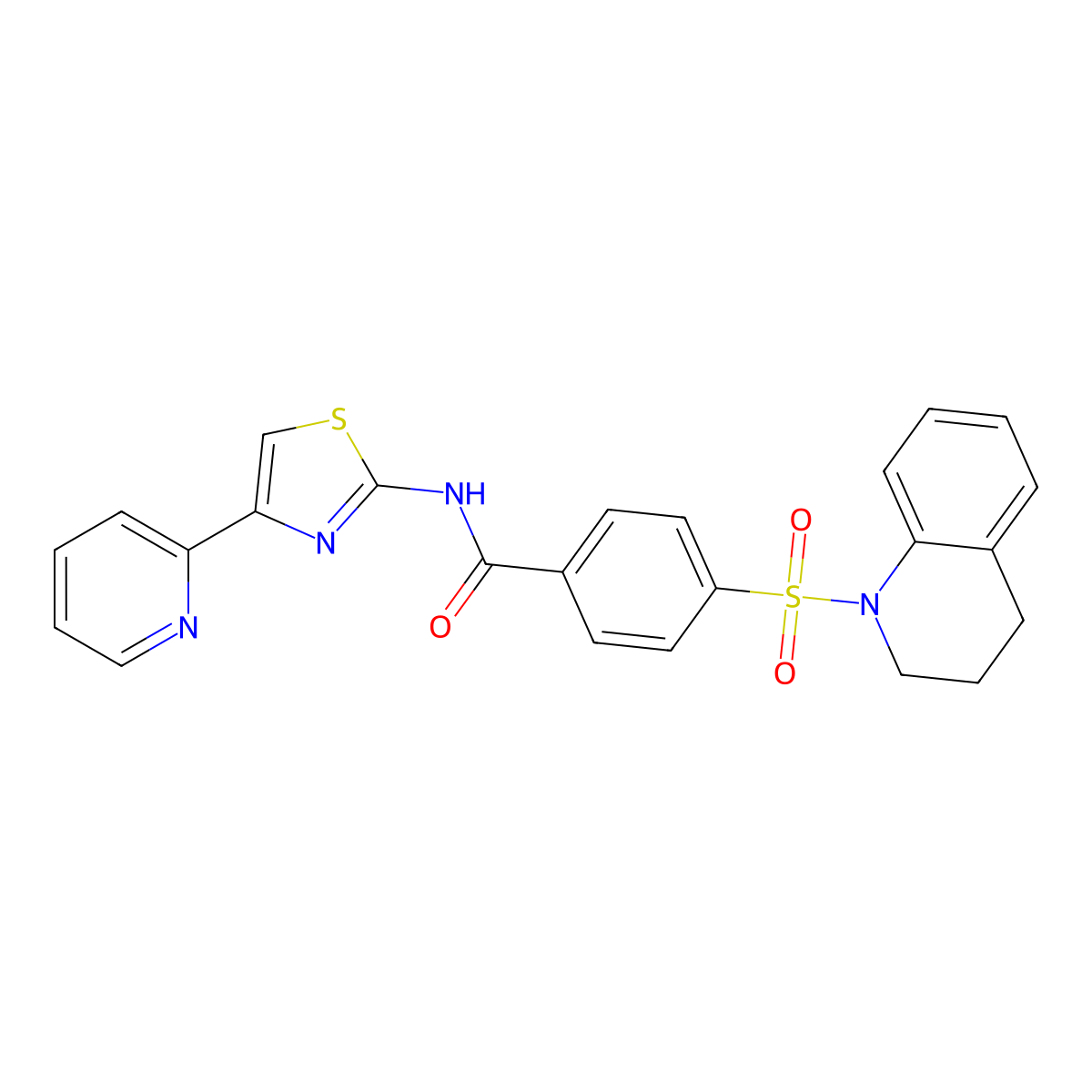4-(3,4-dihydro-2H-quinolin-1-ylsulfonyl)-N-(4-pyridin-2-yl-1,3-thiazol-2-yl)benzamide molecular structure, CAS 392326-28-2