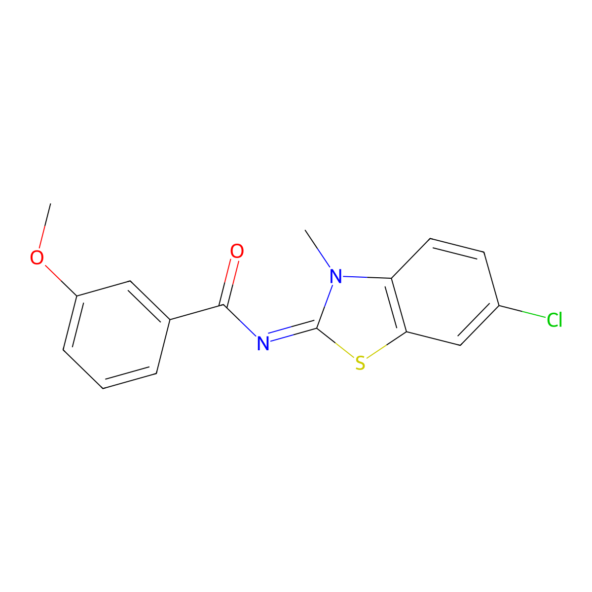 N-(6-chloro-3-methyl-1,3-benzothiazol-2-ylidene)-3-methoxybenzamide molecular structure, CAS 392326-41-9