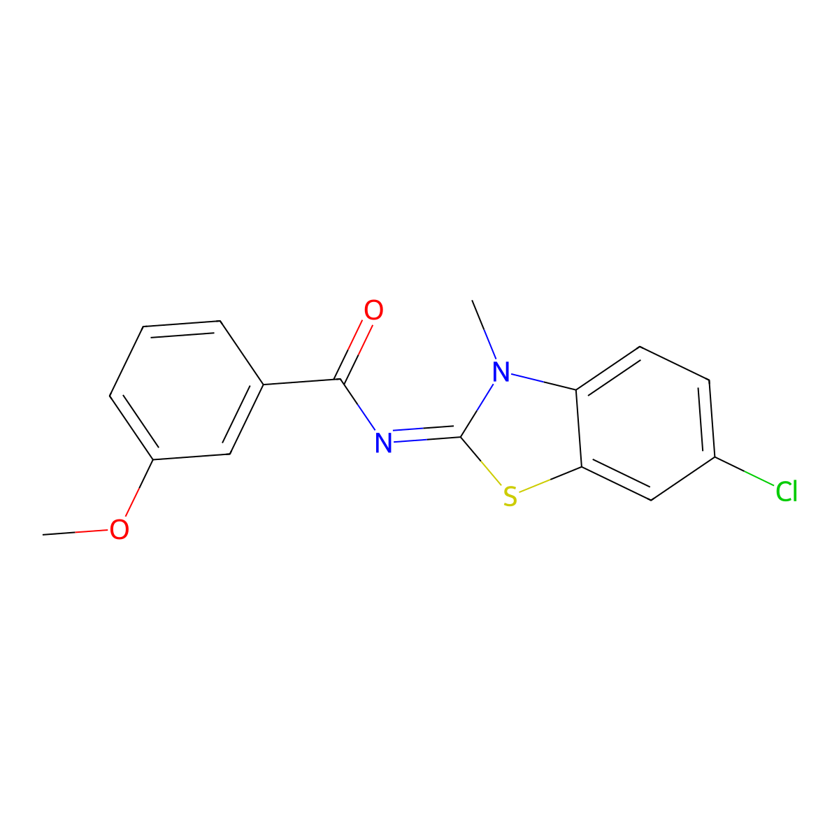 N-(6-chloro-3-methyl-1,3-benzothiazol-2-ylidene)-3-methoxybenzamide molecular structure, CAS 392326-41-9