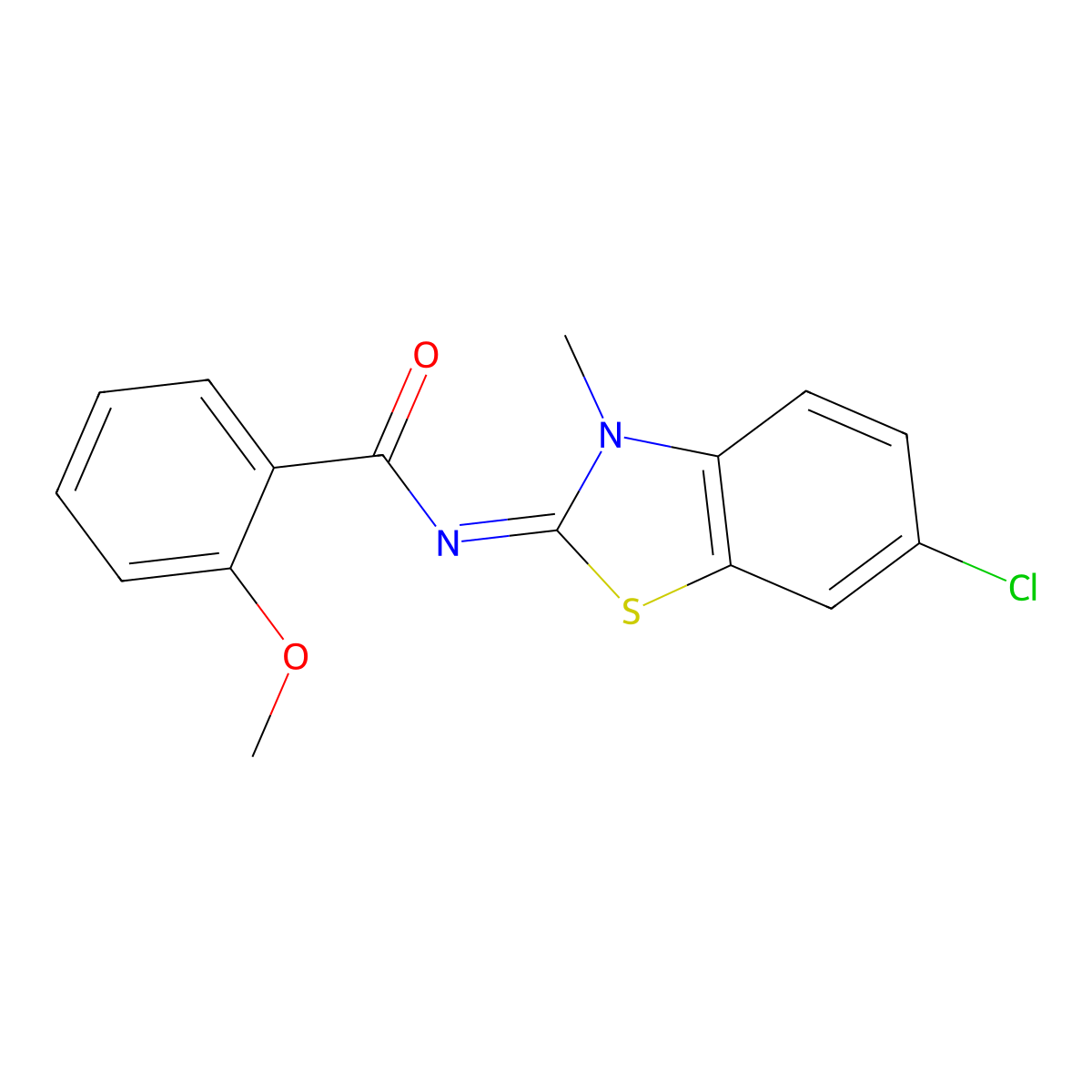 (Z)-N-(6-chloro-3-methylbenzo[d]thiazol-2(3H)-ylidene)-2-methoxybenzamide molecular structure, CAS 392326-43-1