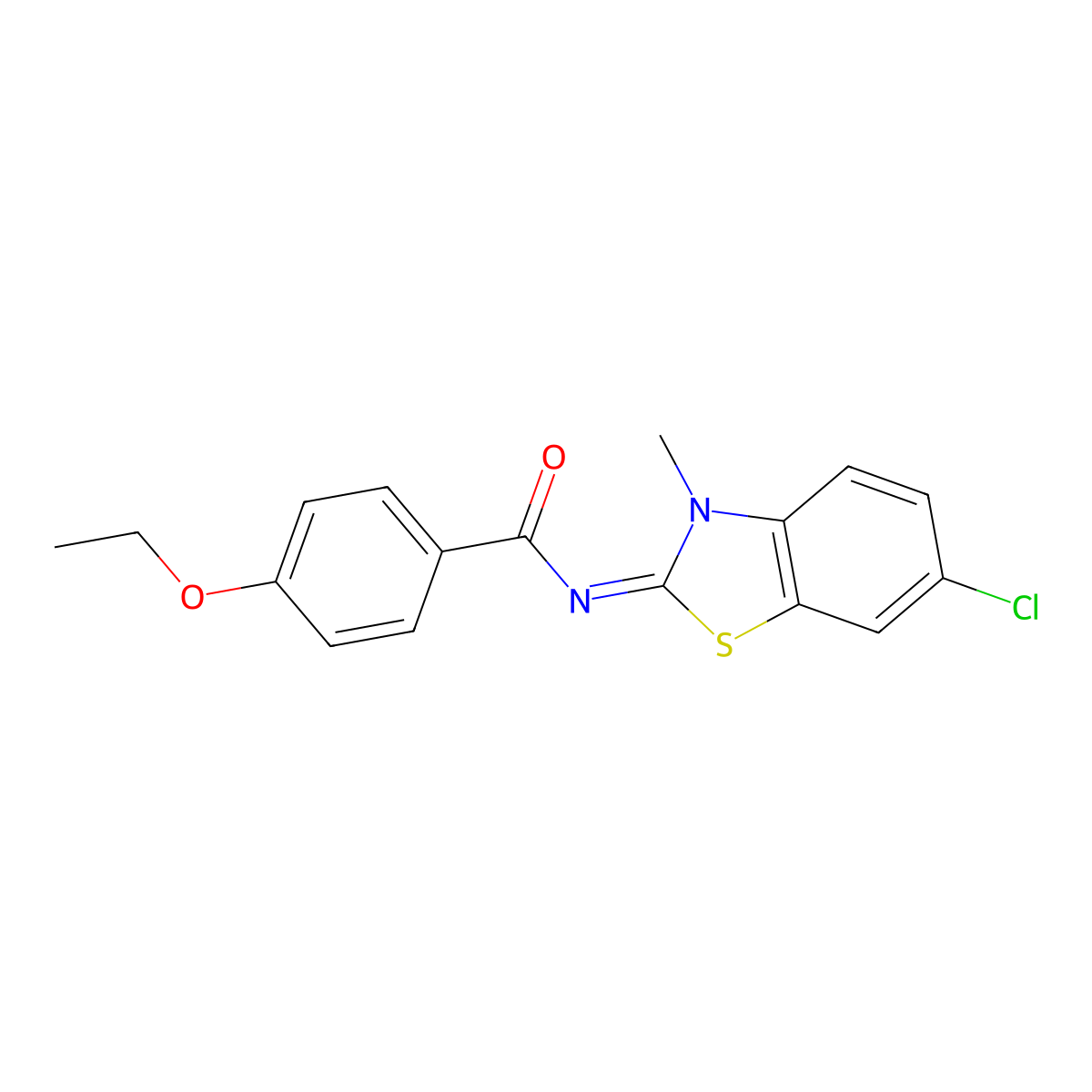 N-(6-chloro-3-methyl-1,3-benzothiazol-2-ylidene)-4-ethoxybenzamide molecular structure, CAS 392326-47-5