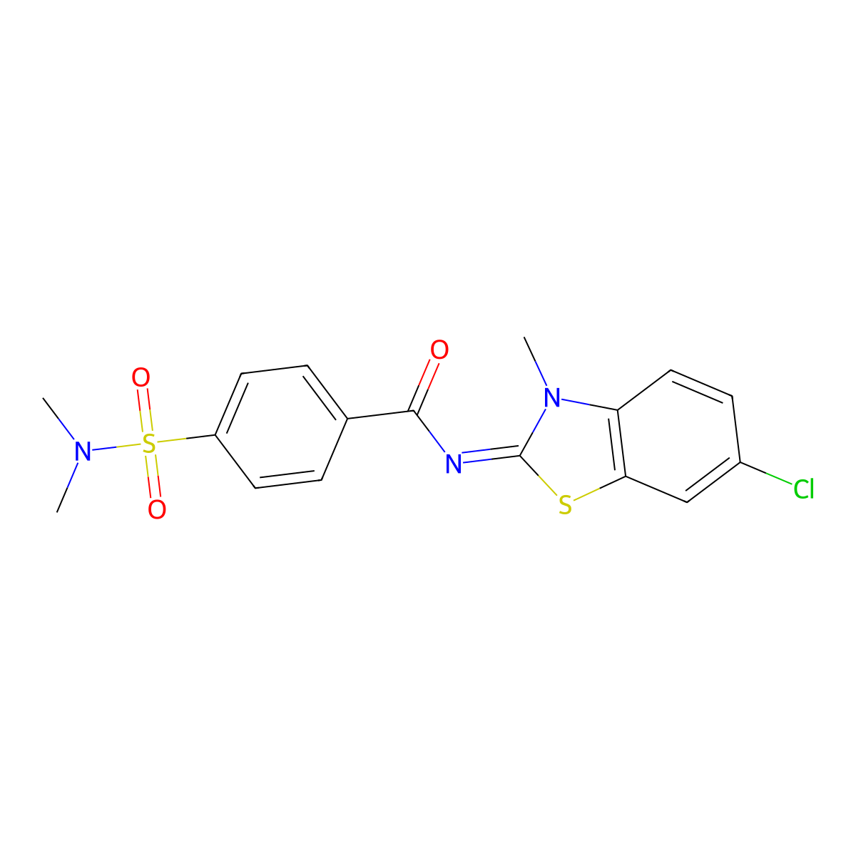 N-(6-chloro-3-methyl-1,3-benzothiazol-2-ylidene)-4-(dimethylsulfamoyl)benzamide molecular structure, CAS 392326-49-7