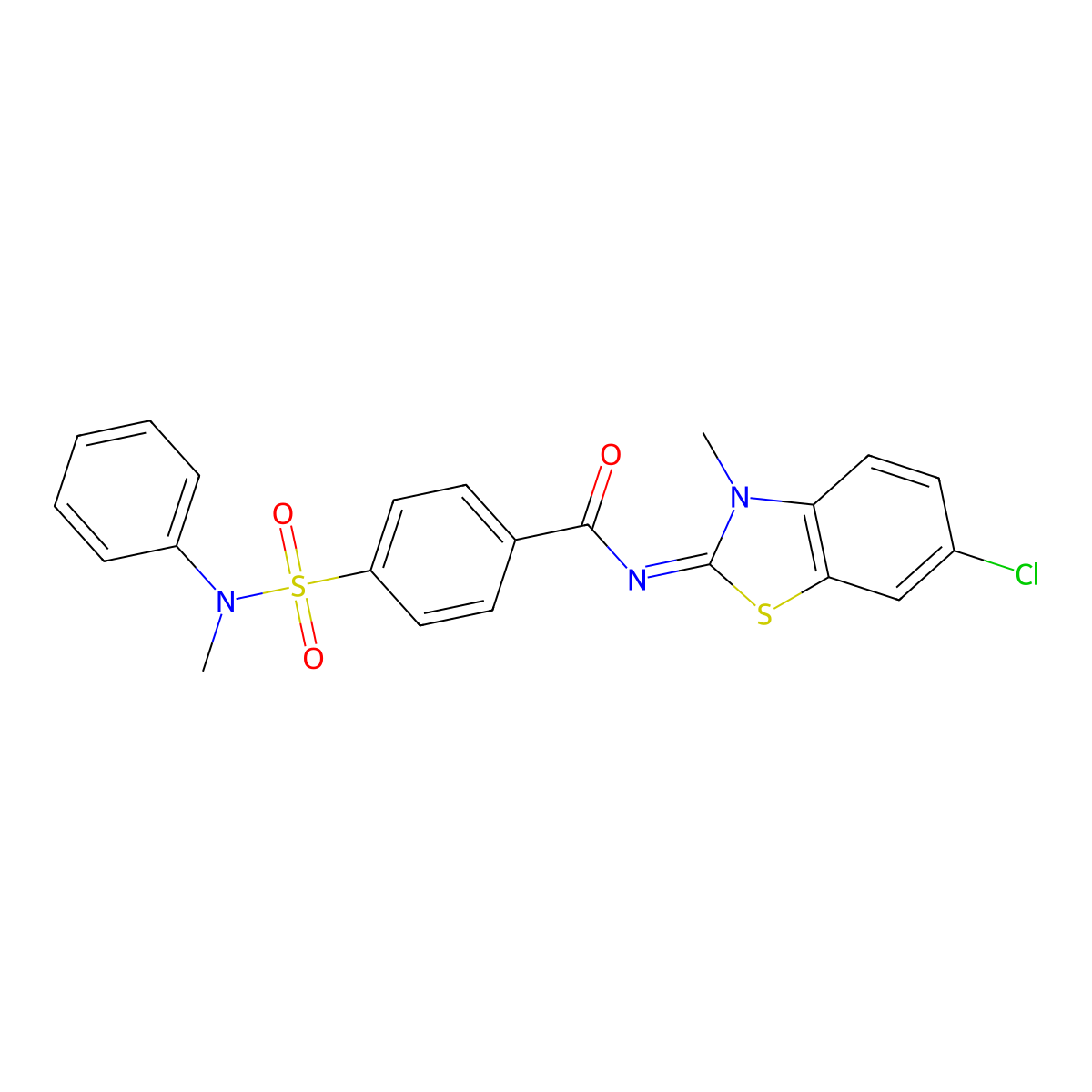 N-(6-chloro-3-methyl-1,3-benzothiazol-2-ylidene)-4-[methyl(phenyl)sulfamoyl]benzamide molecular structure, CAS 392326-51-1