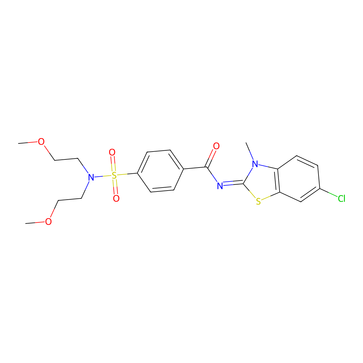 4-[bis(2-methoxyethyl)sulfamoyl]-N-(6-chloro-3-methyl-1,3-benzothiazol-2-ylidene)benzamide molecular structure, CAS 392326-57-7