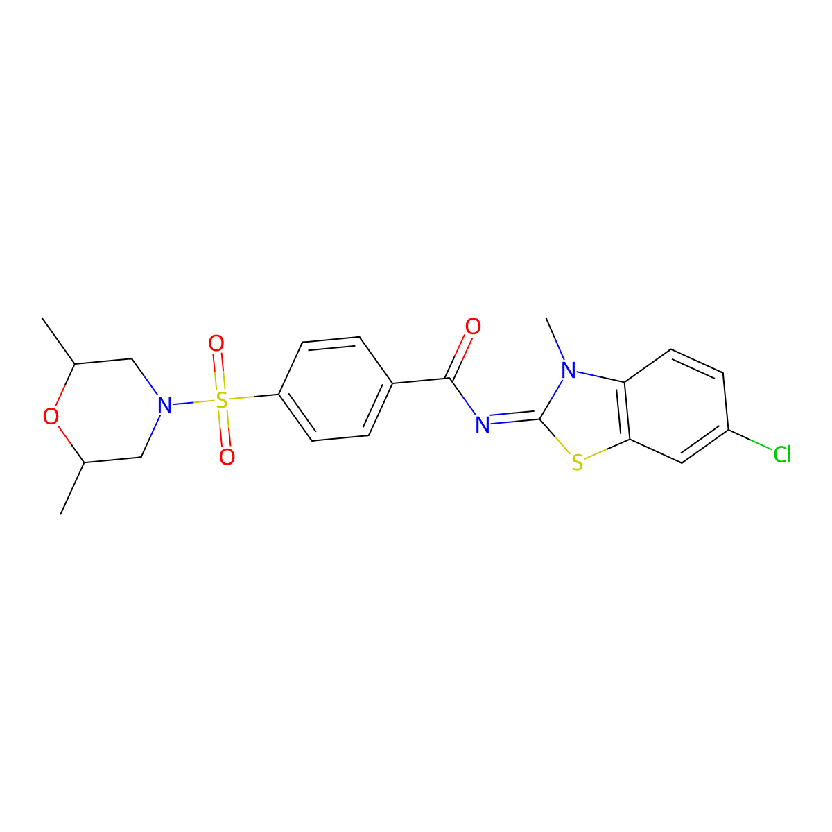 (Z)-N-(6-chloro-3-methylbenzo[d]thiazol-2(3H)-ylidene)-4-((2,6-dimethylmorpholino)sulfonyl)benzamide molecular structure, CAS 392326-60-2
