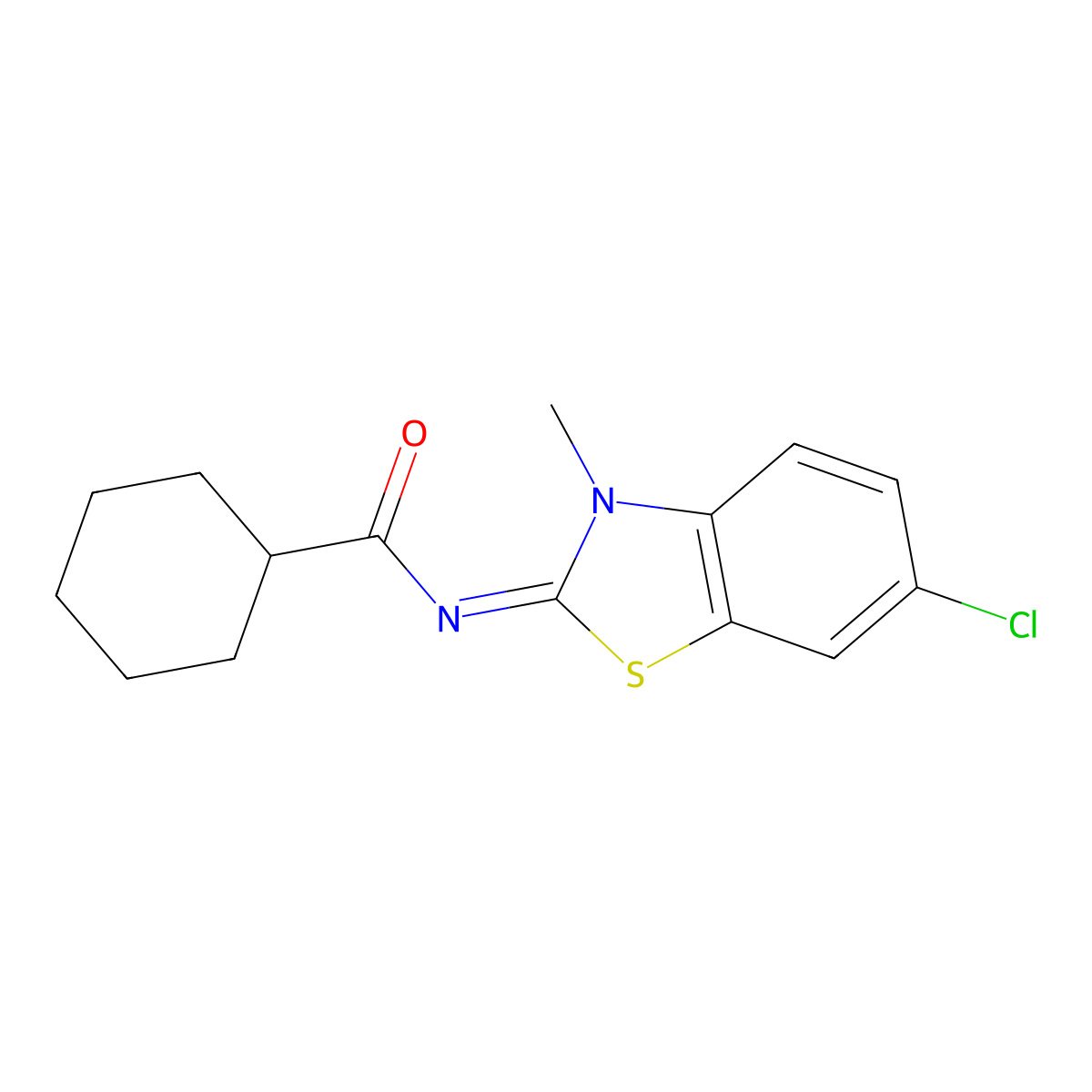 N-(6-chloro-3-methyl-1,3-benzothiazol-2-ylidene)cyclohexanecarboxamide molecular structure, CAS 392326-62-4
