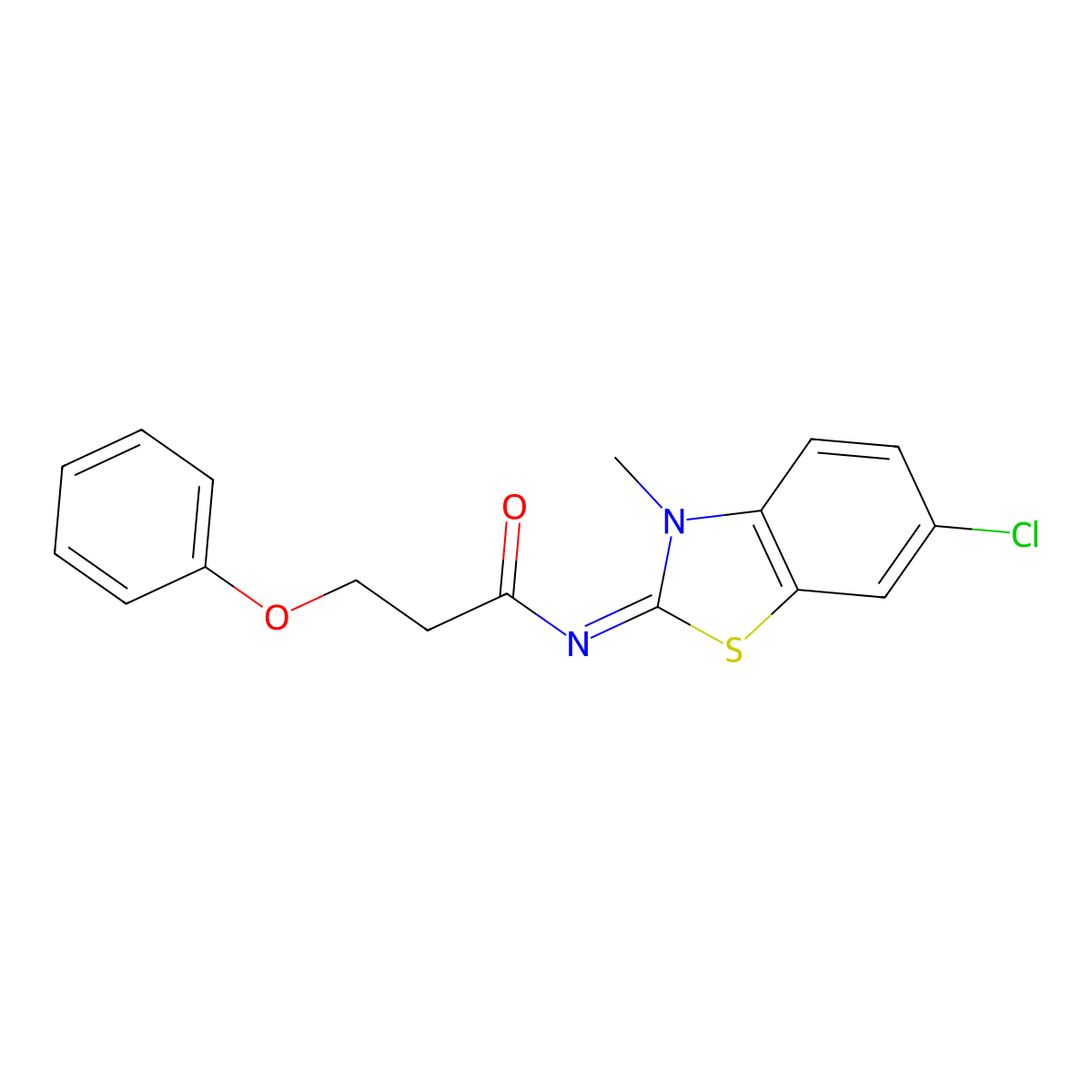 (Z)-N-(6-chloro-3-methylbenzo[d]thiazol-2(3H)-ylidene)-3-phenoxypropanamide molecular structure, CAS 392326-68-0
