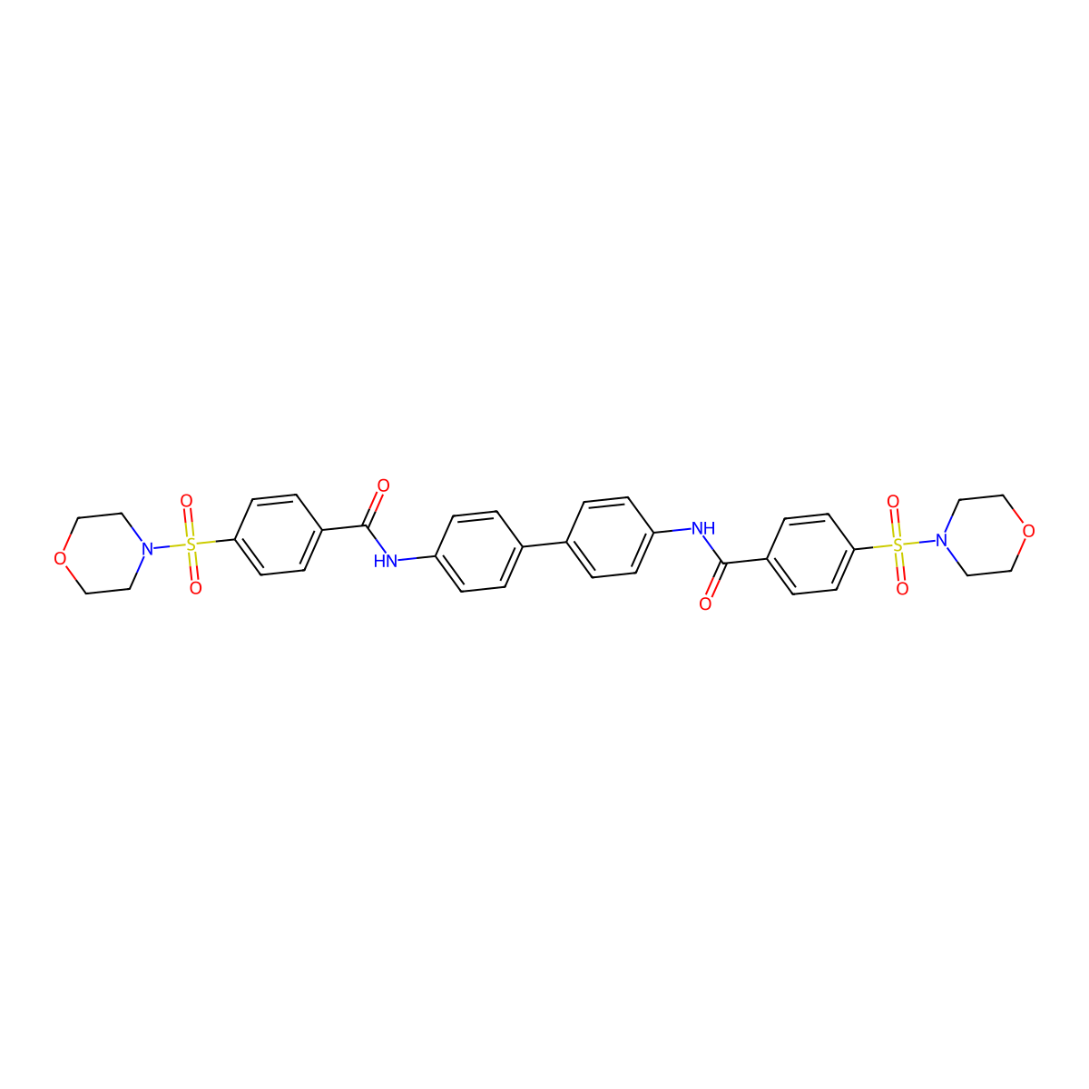 4-morpholin-4-ylsulfonyl-N-[4-[4-[(4-morpholin-4-ylsulfonylbenzoyl)amino]phenyl]phenyl]benzamide molecular structure, CAS 392326-74-8