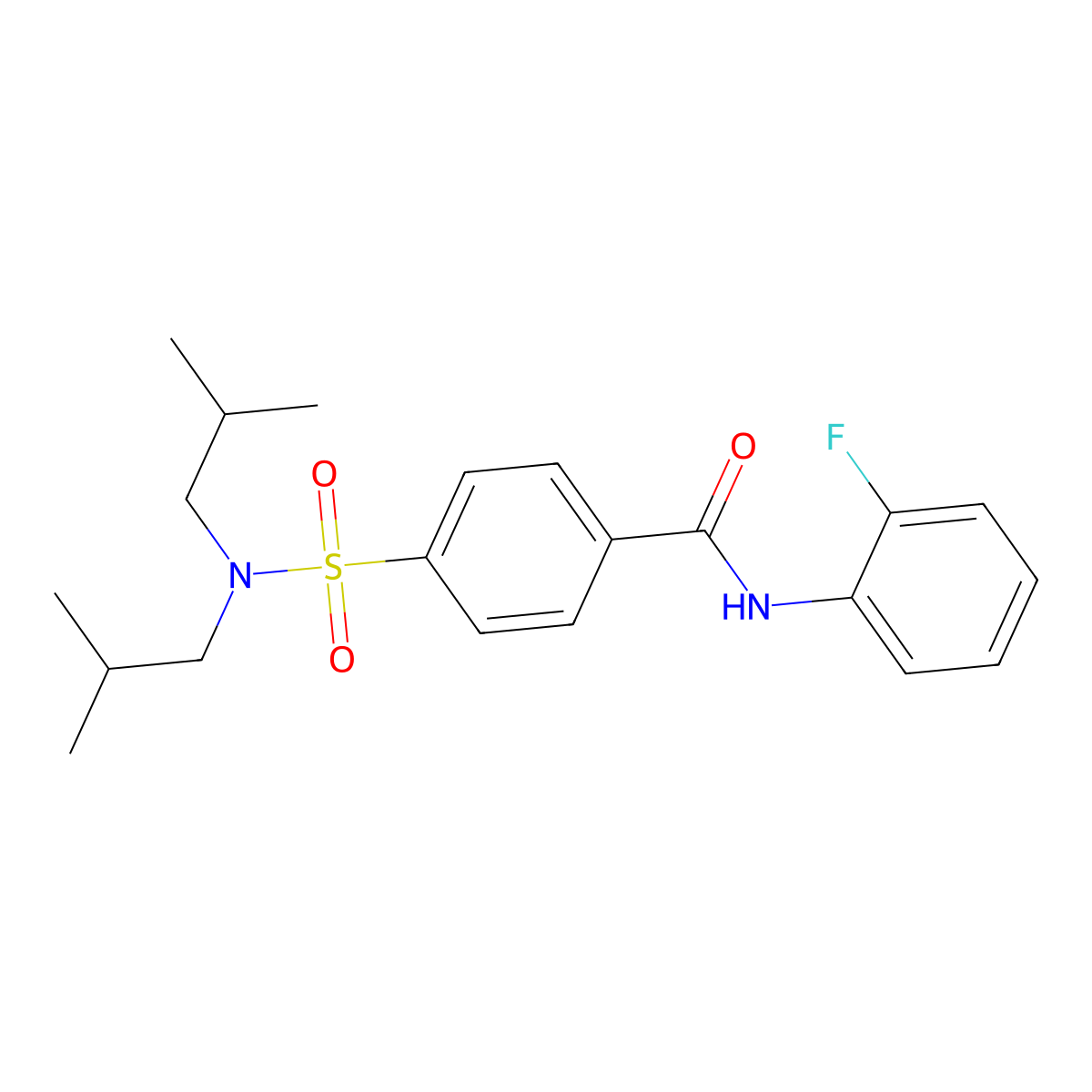4-[bis(2-methylpropyl)sulfamoyl]-N-(2-fluorophenyl)benzamide molecular structure, CAS 392326-84-0
