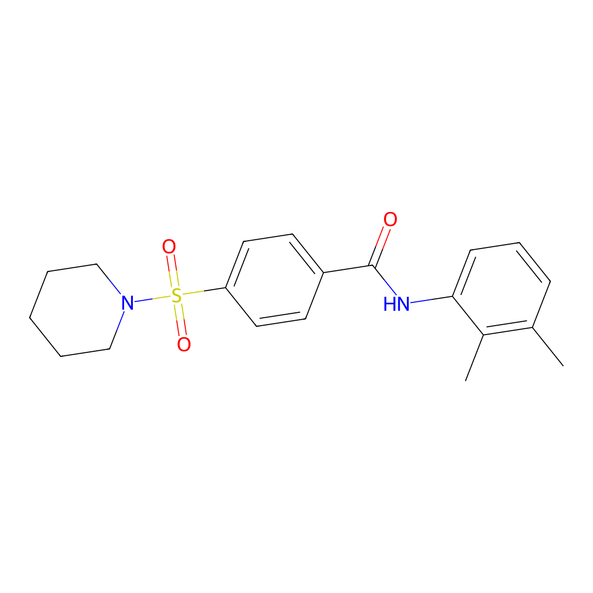 N-(2,3-dimethylphenyl)-4-(piperidin-1-ylsulfonyl)benzamide molecular structure, CAS 392326-92-0