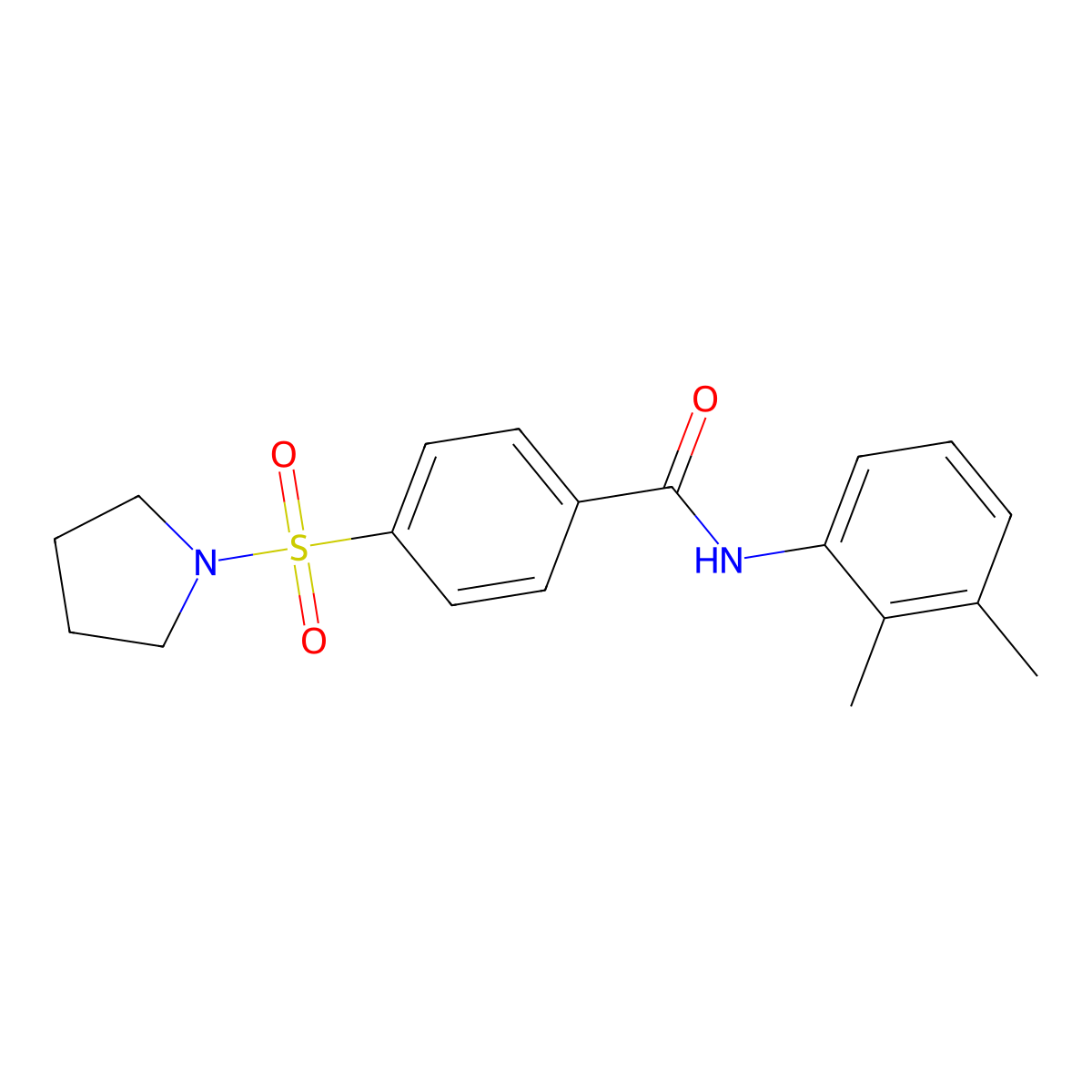 N-(2,3-Dimethyl-phenyl)-4-(pyrrolidine-1-sulfonyl)-benzamide molecular structure, CAS 392326-94-2