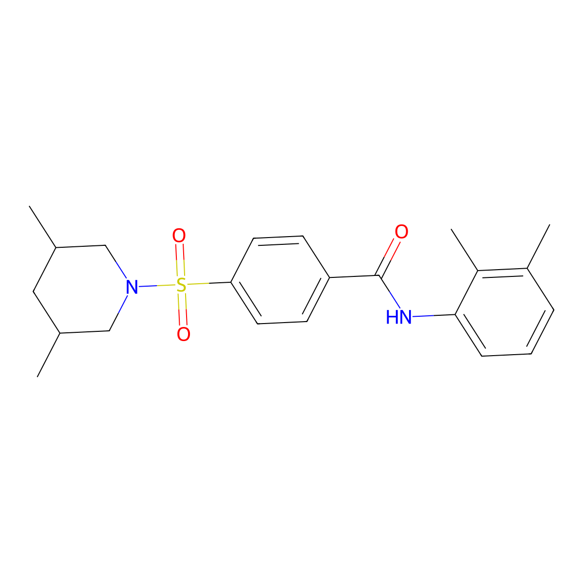 N-(2,3-dimethylphenyl)-4-((3,5-dimethylpiperidin-1-yl)sulfonyl)benzamide molecular structure, CAS 392327-04-7