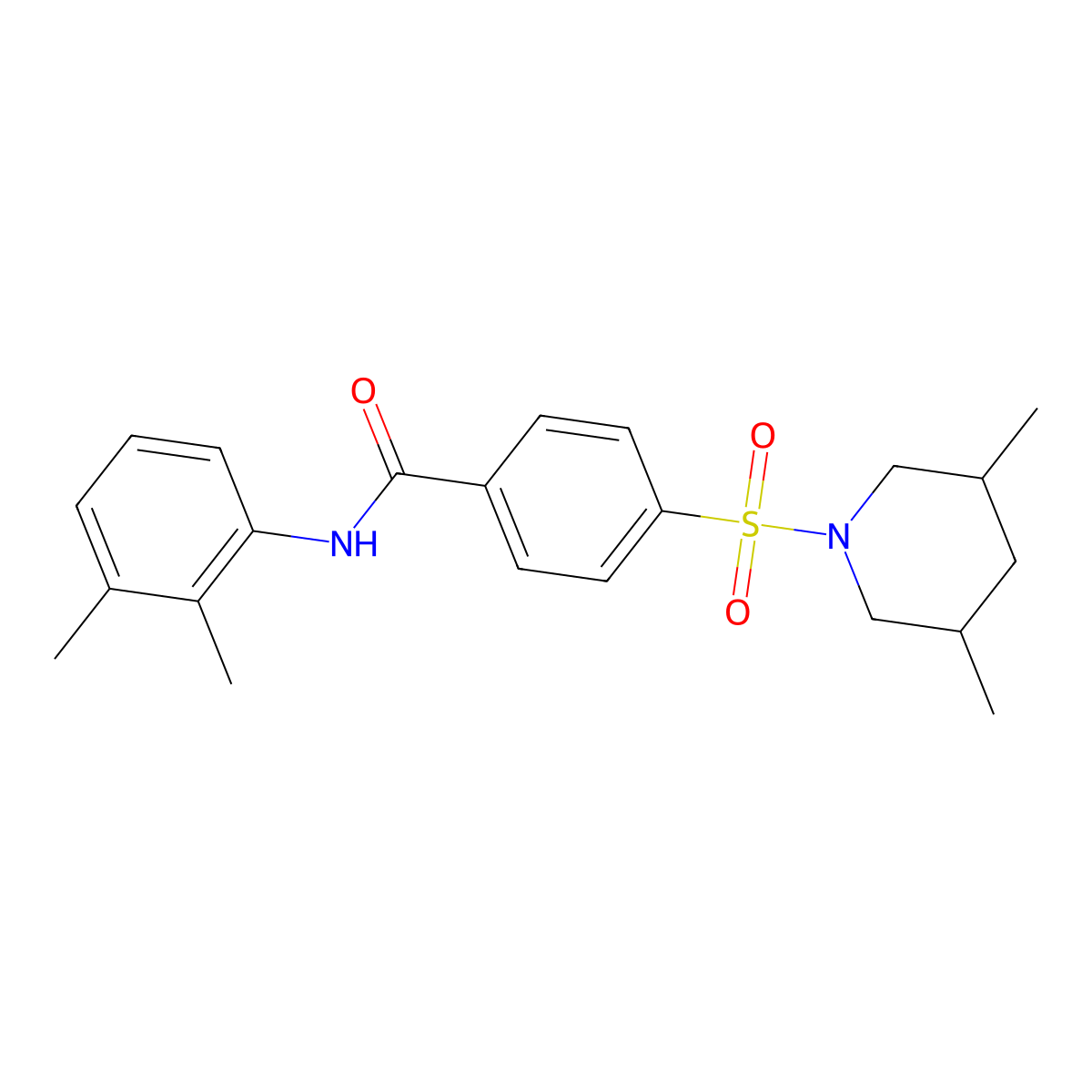 N-(2,3-dimethylphenyl)-4-((3,5-dimethylpiperidin-1-yl)sulfonyl)benzamide molecular structure, CAS 392327-04-7