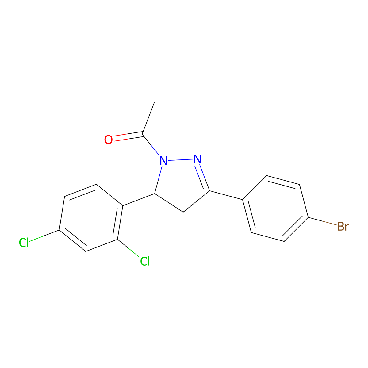 1-[5-(4-Bromophenyl)-3-(2,4-dichlorophenyl)-3,4-dihydropyrazol-2-yl]ethanone molecular structure, CAS 392327-93-4