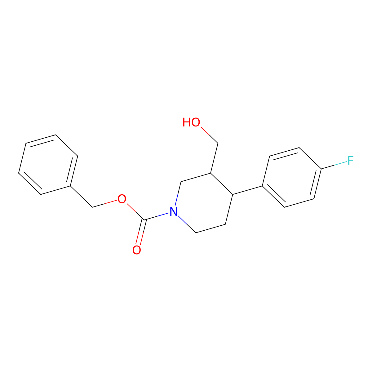 (3S,4R)-(-)-N-benzyloxycarbonyl-4-(4-fluorophenyl)-3-hydroxymethylpiperidine molecular structure, CAS 392328-26-6