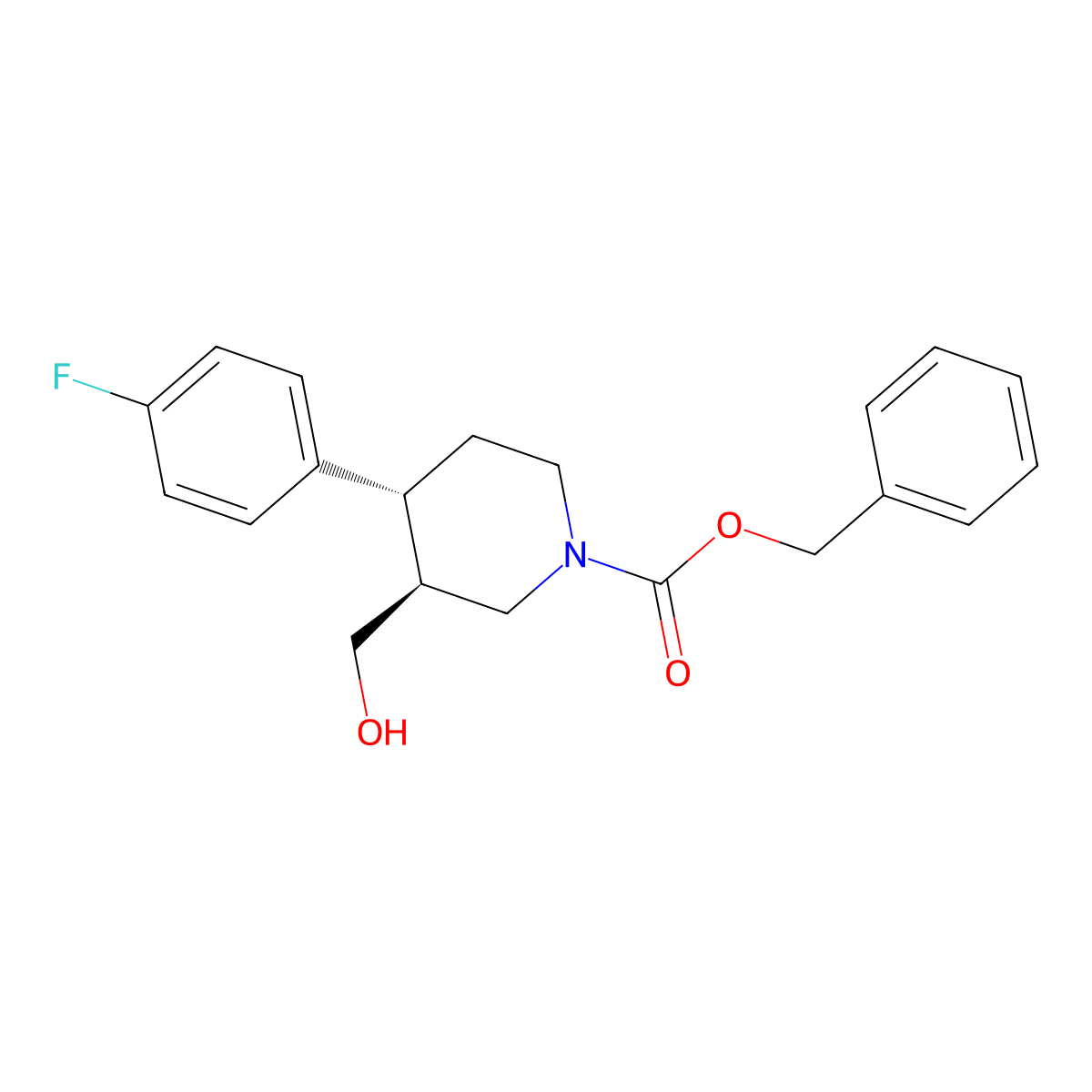 (3S,4R)-(-)-N-benzyloxycarbonyl-4-(4-fluorophenyl)-3-hydroxymethylpiperidine molecular structure, CAS 392328-26-6