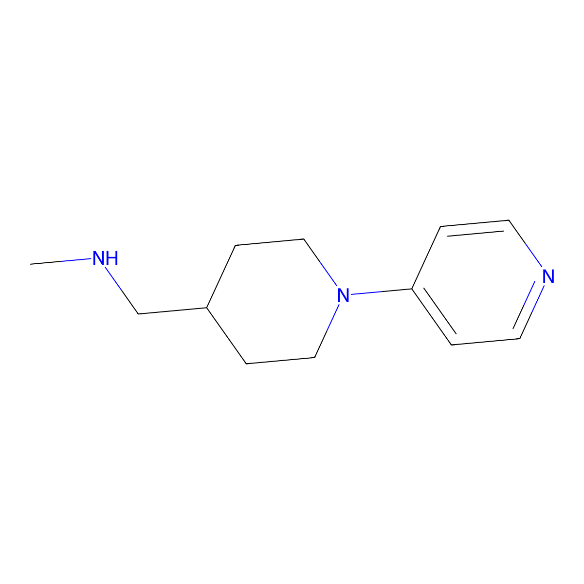 Methyl({[1-(pyridin-4-yl)piperidin-4-yl]methyl})amine molecular structure, CAS 392330-25-5