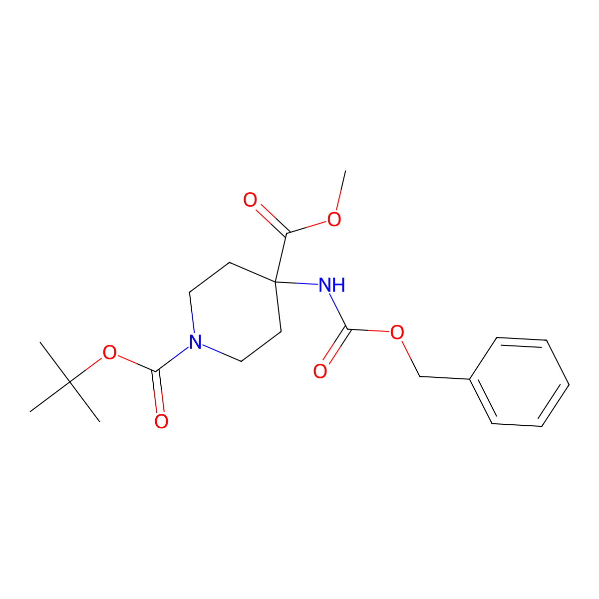 1-tert-Butyl 4-methyl 4-(((benzyloxy)carbonyl)amino)piperidine-1,4-dicarboxylate molecular structure, CAS 392331-67-8