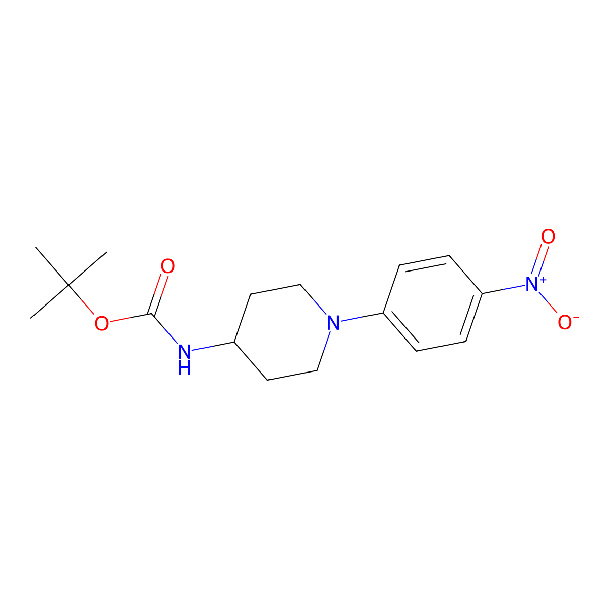 Tert-butyl (1-(4-nitrophenyl)piperidin-4-yl)carbamate molecular structure, CAS 392335-21-6