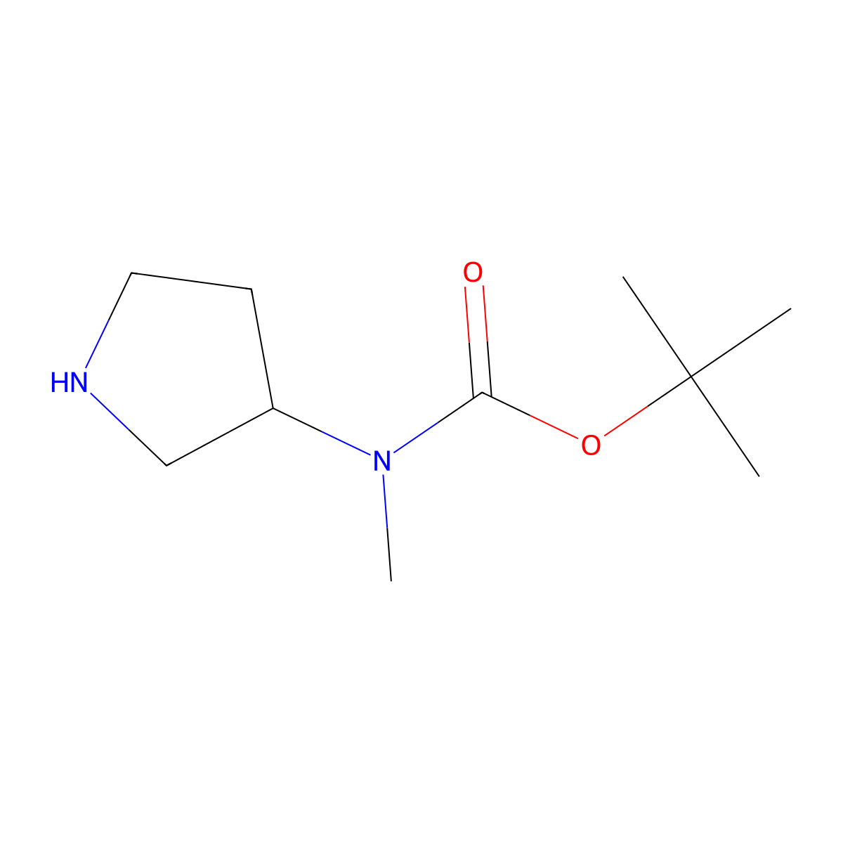 tert-Butyl methyl((3R)-pyrrolidin-3-yl)carbamate molecular structure, CAS 392338-15-7