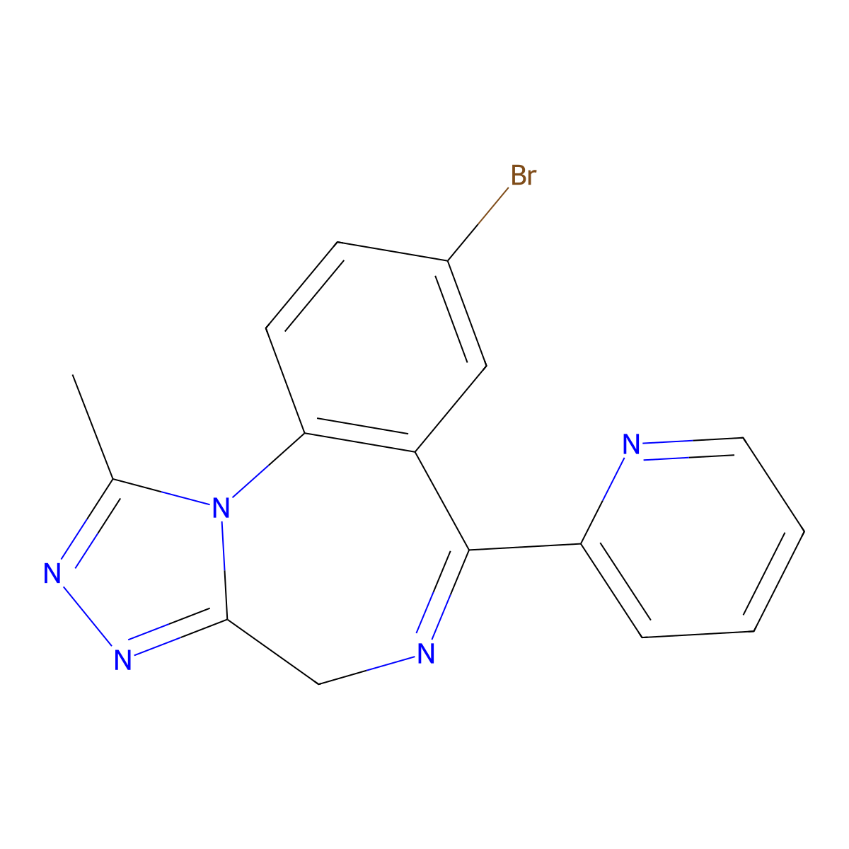 8-Bromo-1-methyl-6-(2-pyridinyl)-4H-(1,2,4)triazolo(4,3-a)(1,4)benzodiazepine molecular structure, CAS 39243-02-2