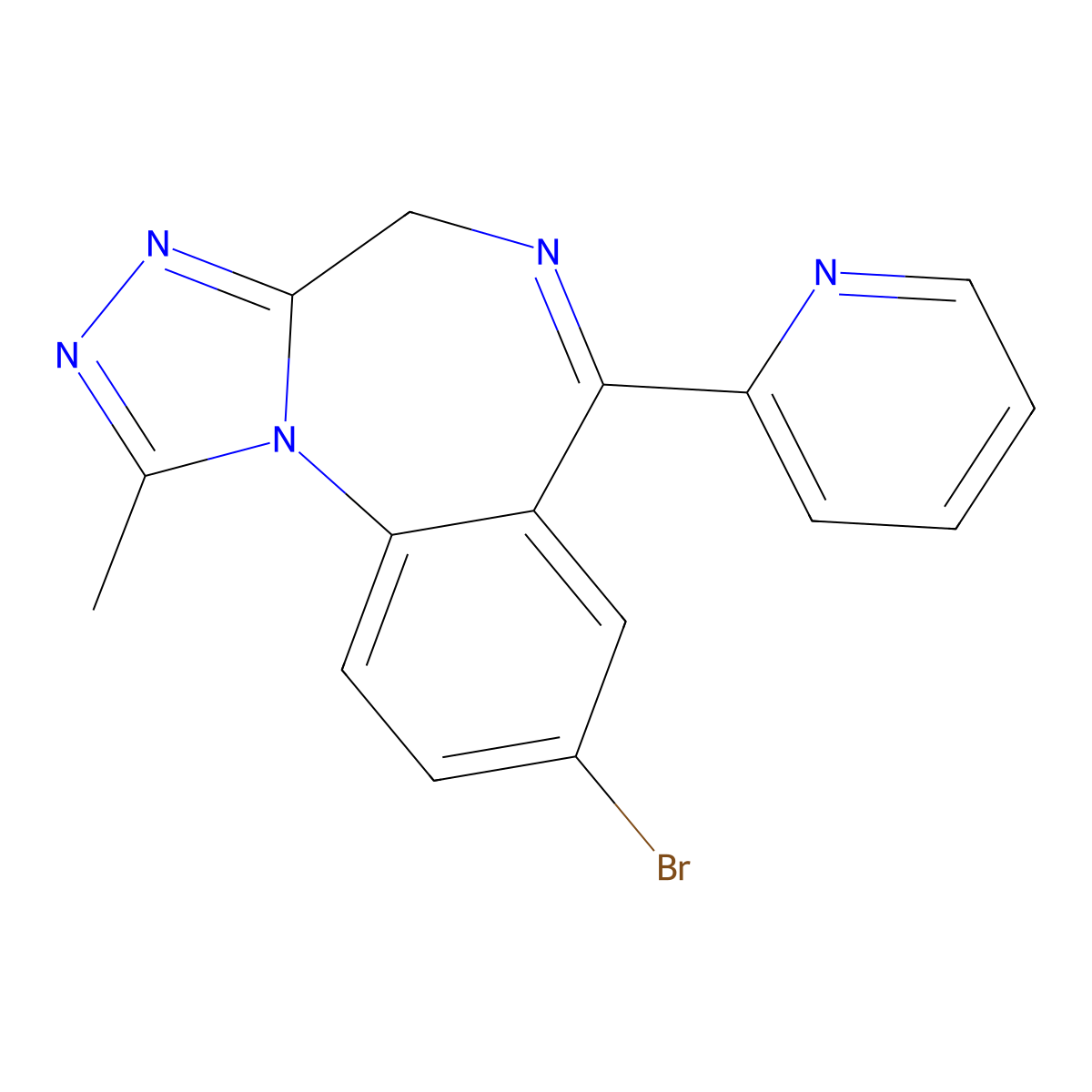 8-Bromo-1-methyl-6-(2-pyridinyl)-4H-(1,2,4)triazolo(4,3-a)(1,4)benzodiazepine molecular structure, CAS 39243-02-2