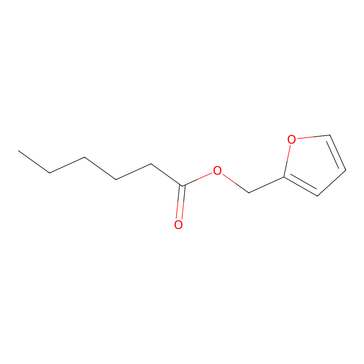 Furfuryl hexanoate molecular structure, CAS 39252-02-3